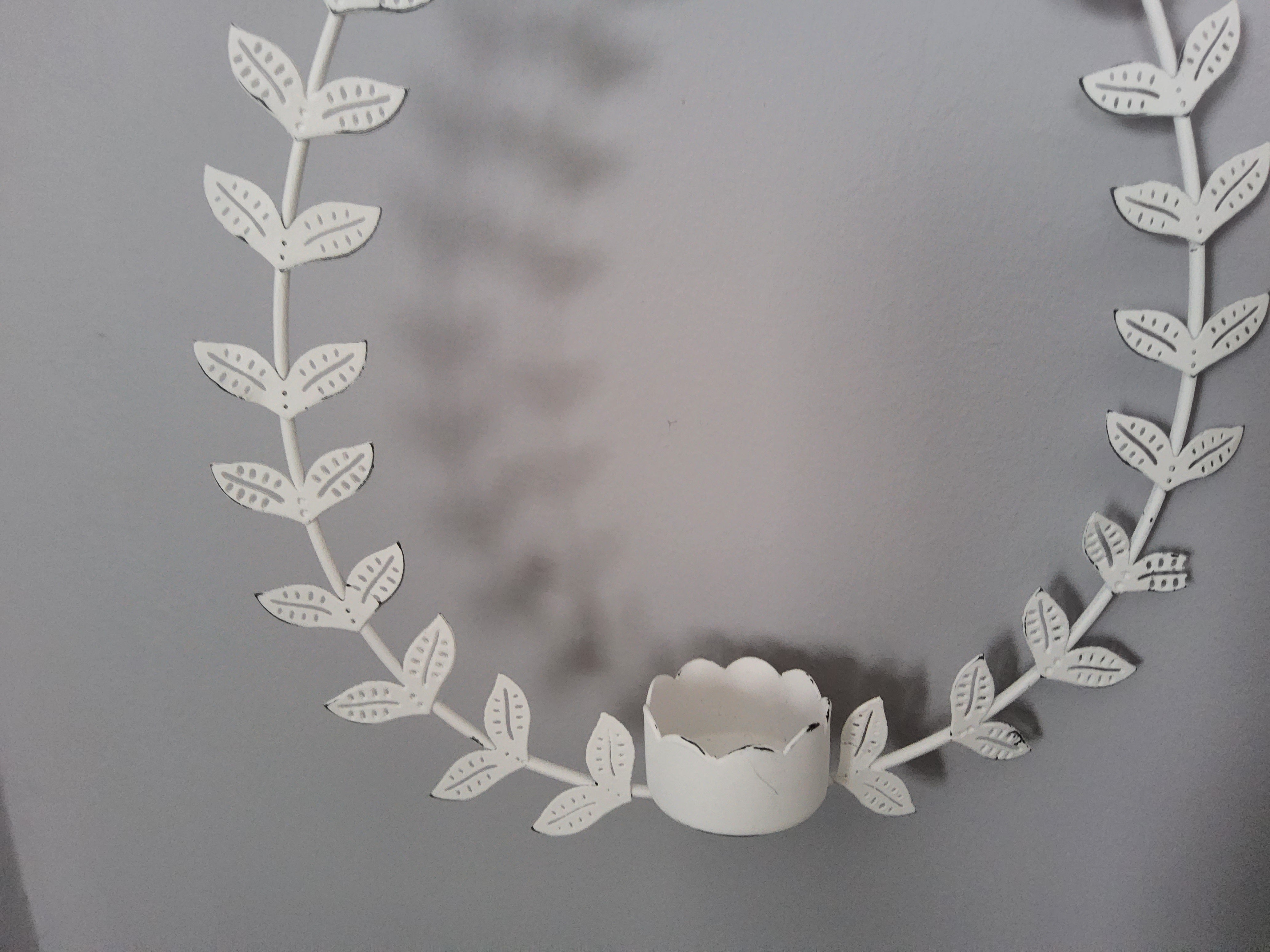 Set Of 3 White Metal Filigree Candle Holder