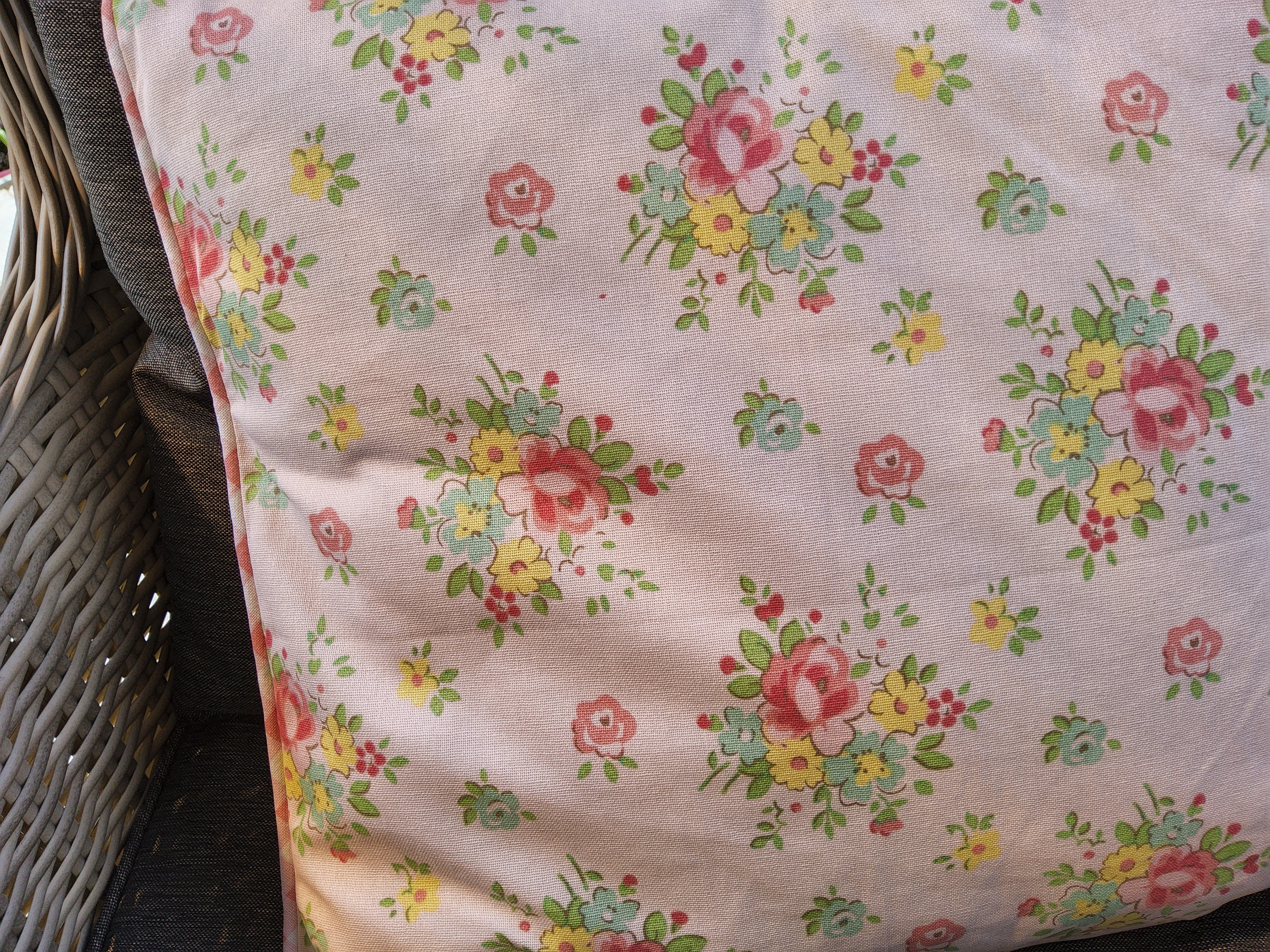 Shabby Chic Floral Cotton Cushion - Vintage Country Rose Pillow