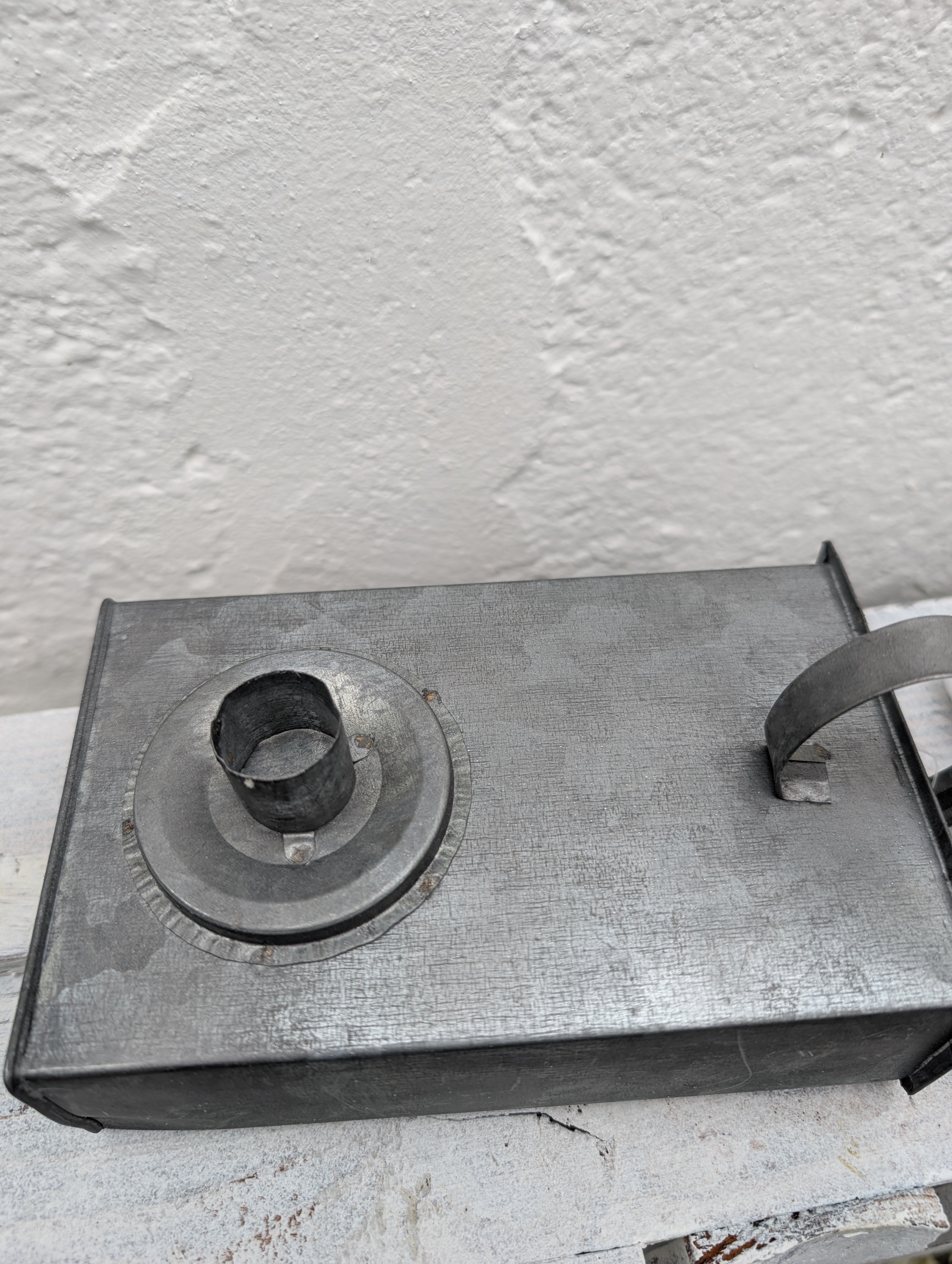 Candle Holder With Drawer Zinc