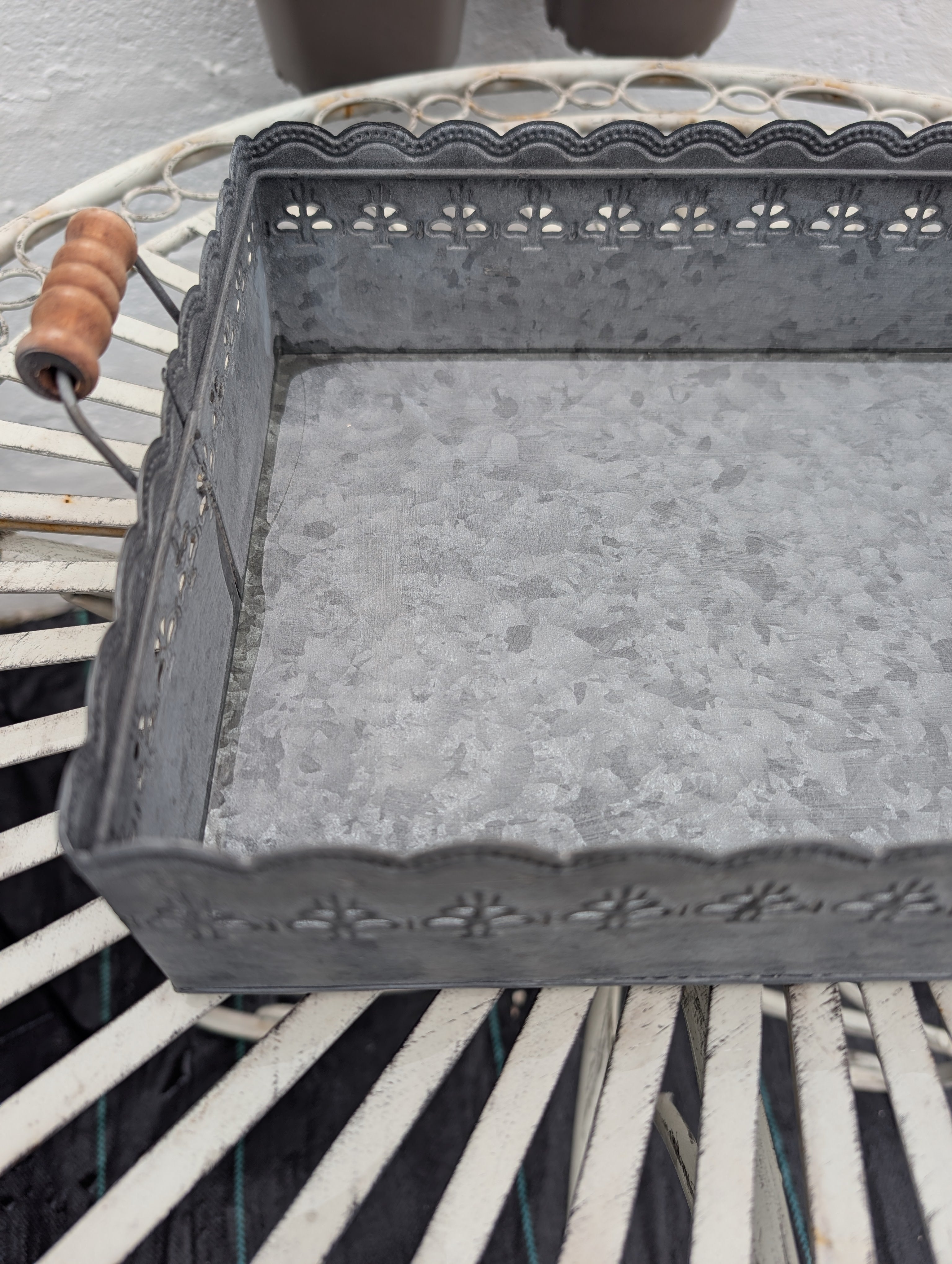 Vintage Galvanized Zinc Tray Grey