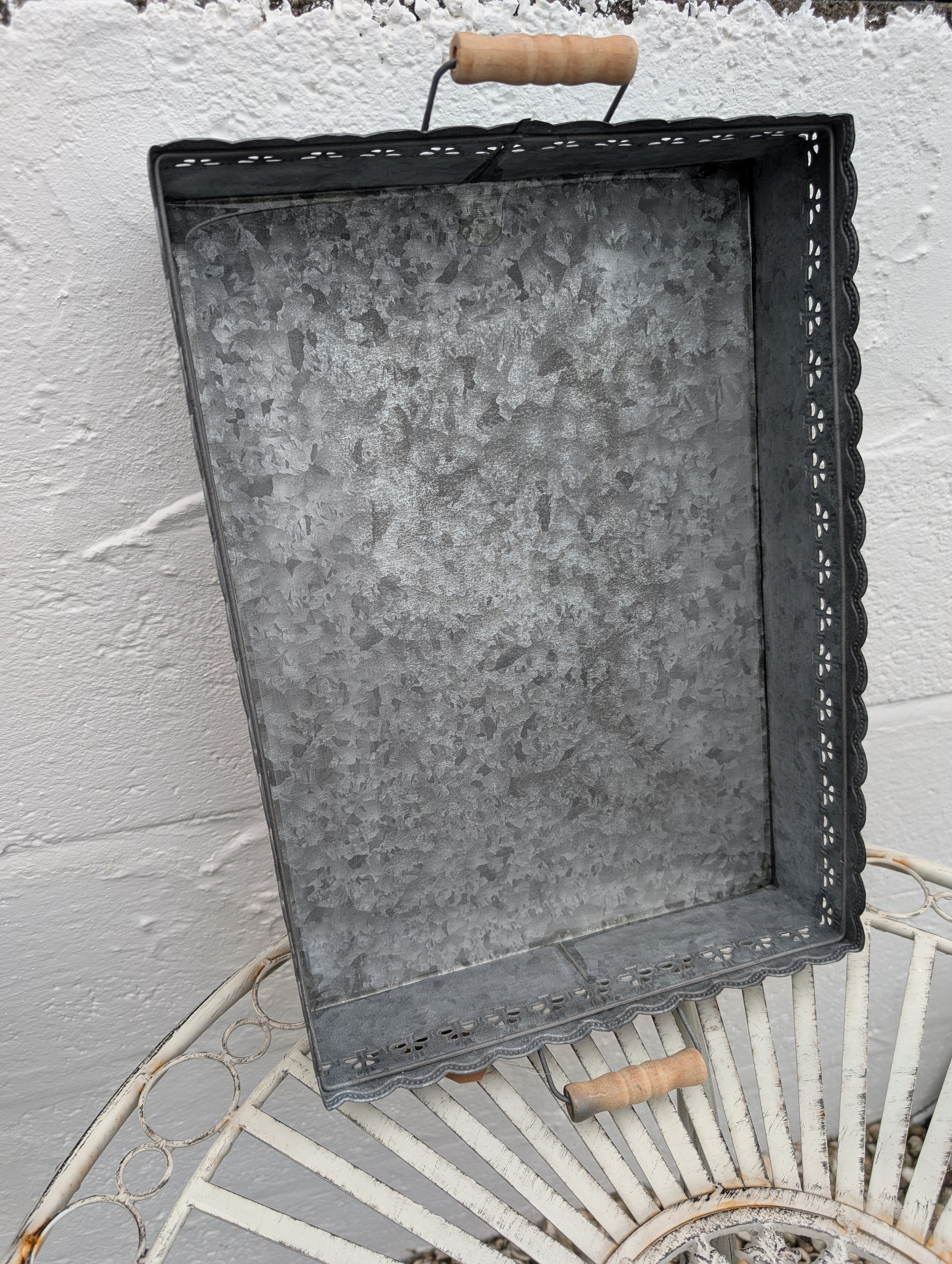 Vintage Galvanized Zinc Tray Grey