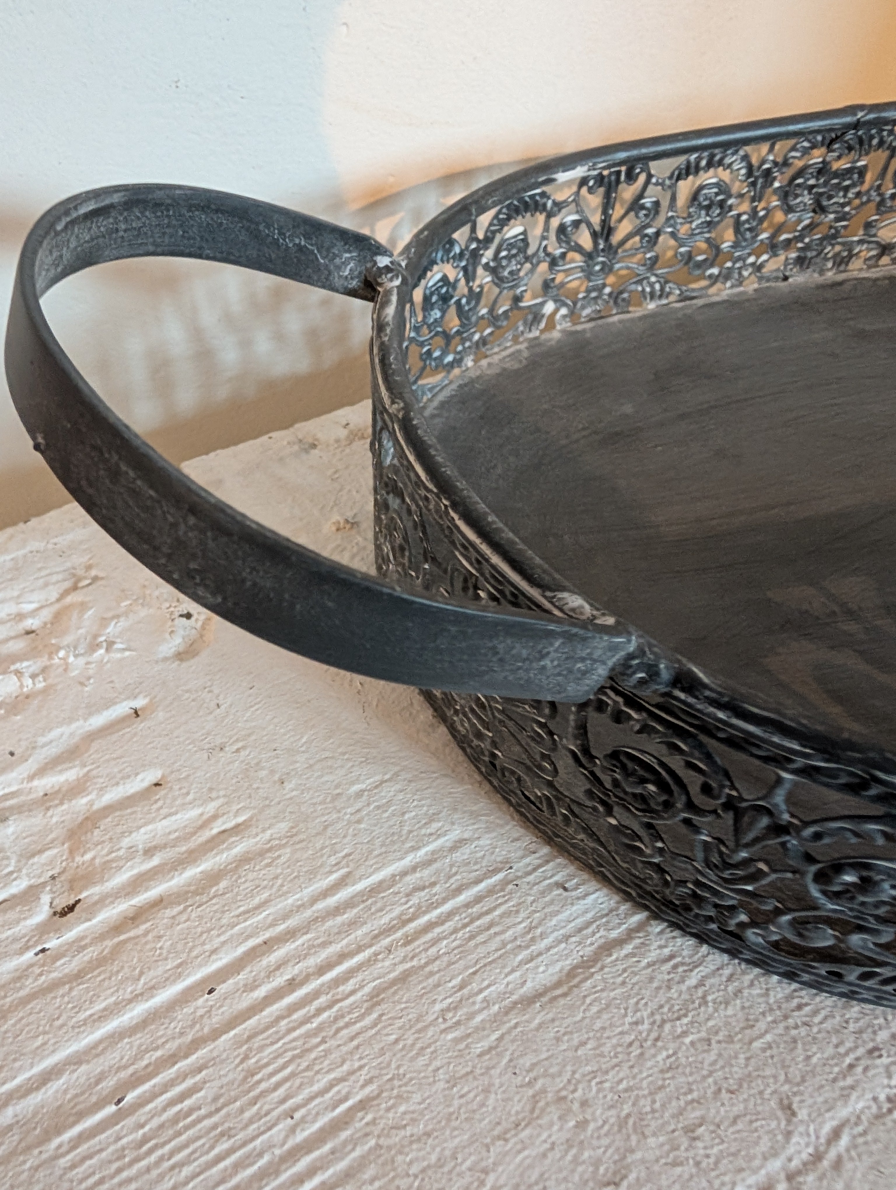 Vintage Metal Tray Grey