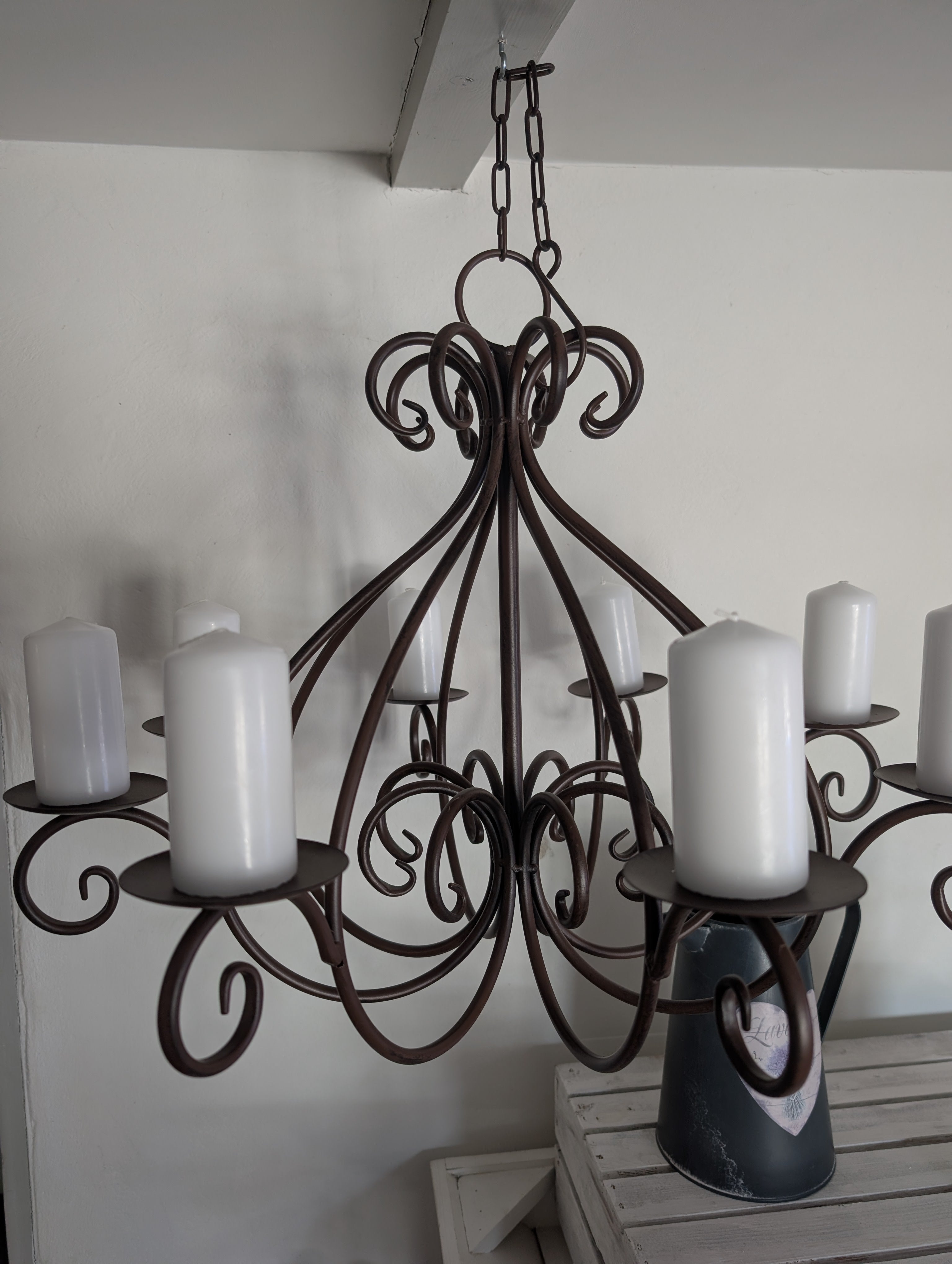 Vintage Candle Chandelier Metal