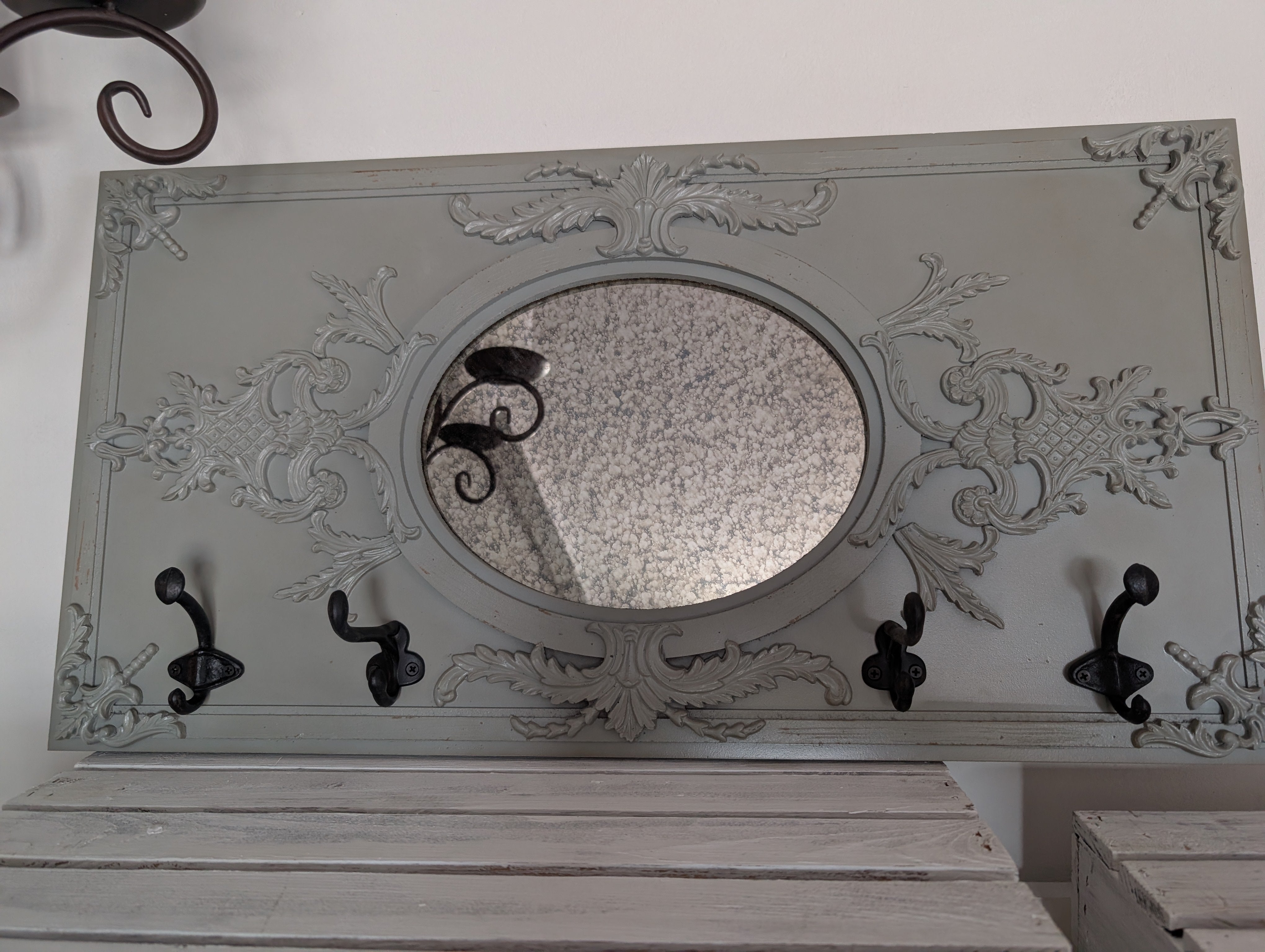 Shabby Chic Hallway Coat Rack With Mirror
