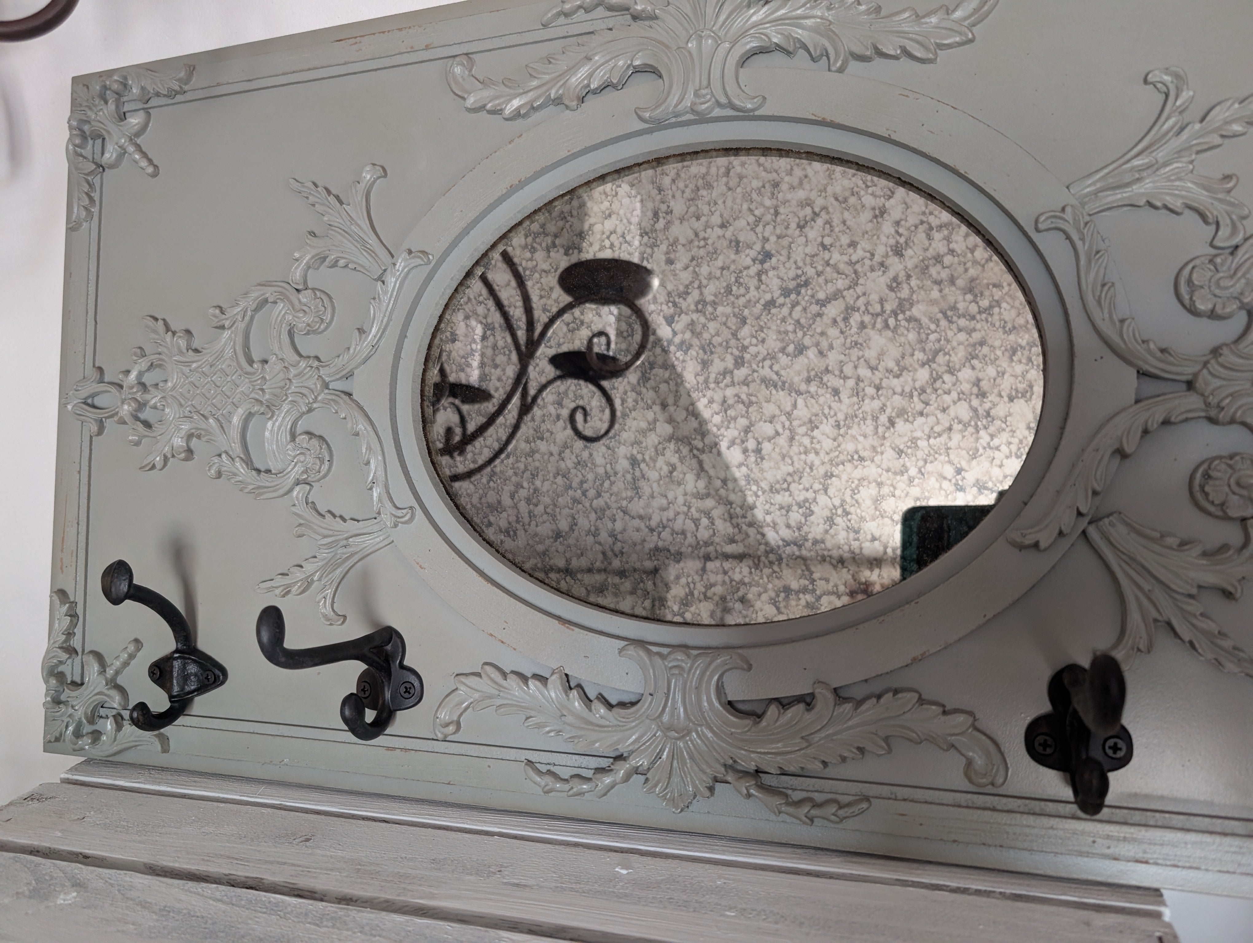 Shabby Chic Hallway Coat Rack With Mirror