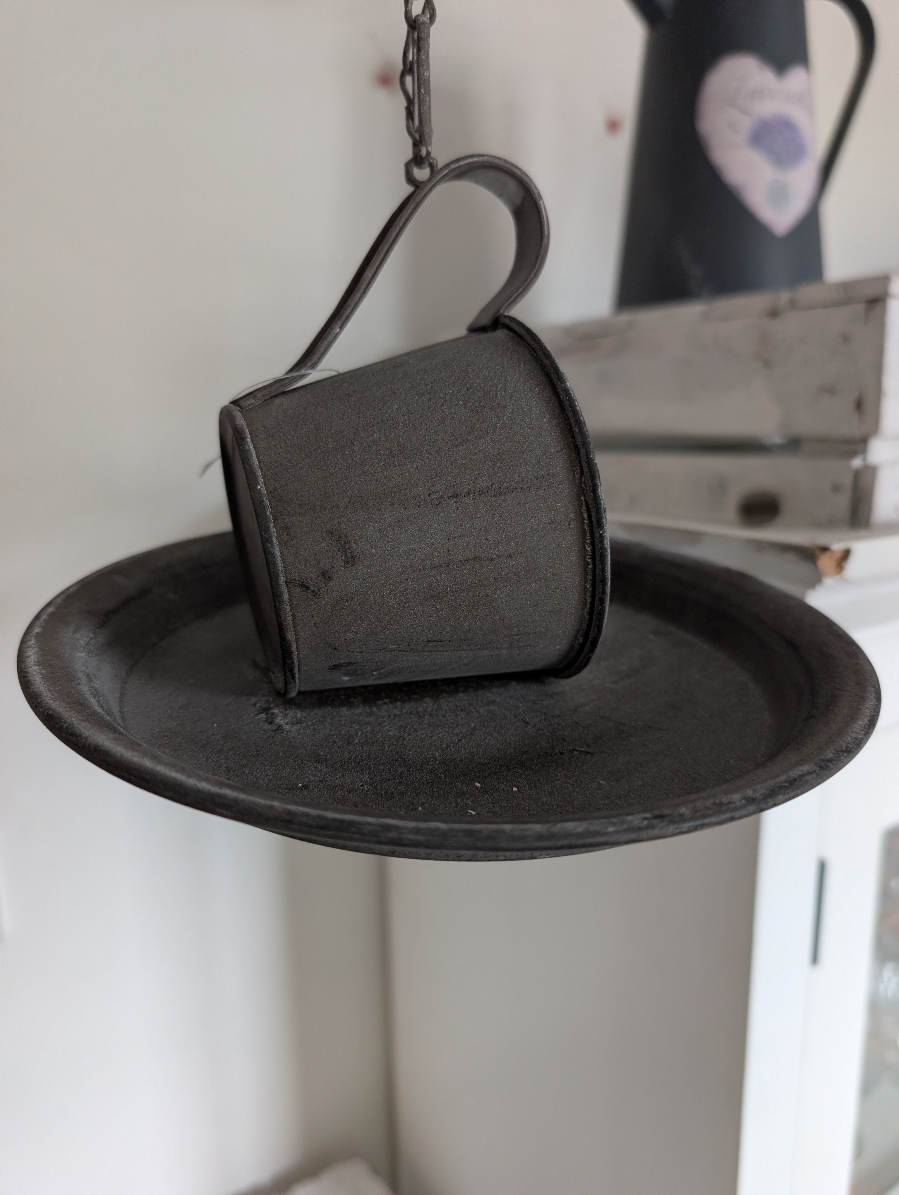 Teacup Bird Feeder Metal