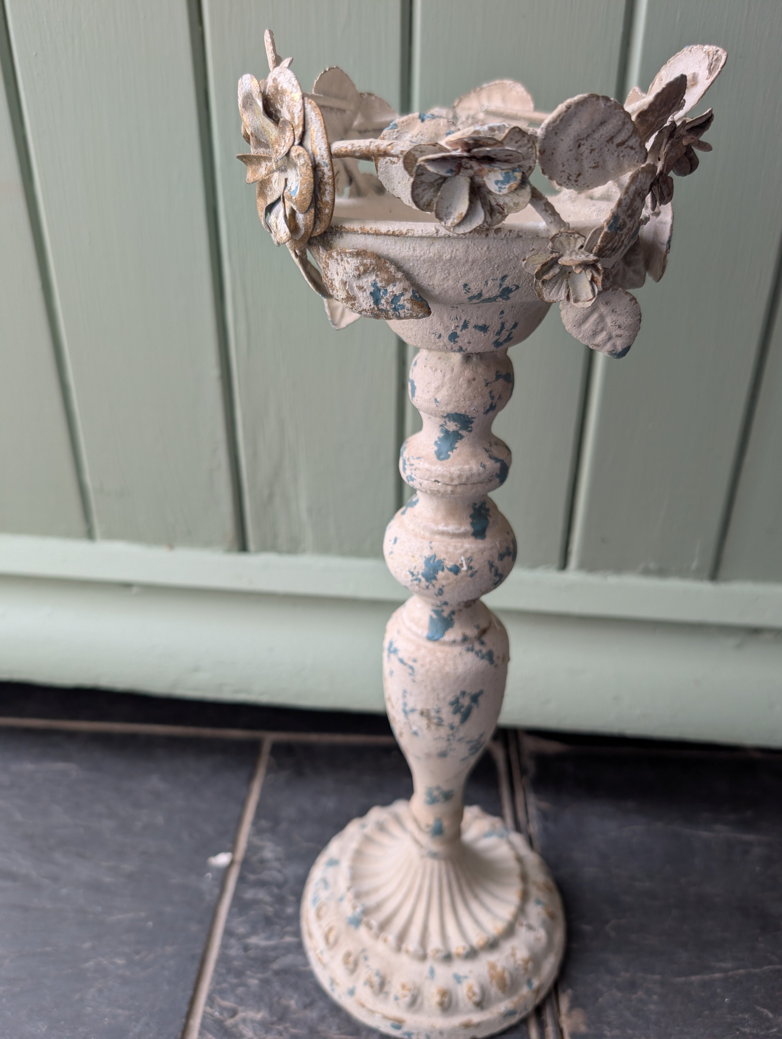 Vintage Pillar Candle Holder Metal