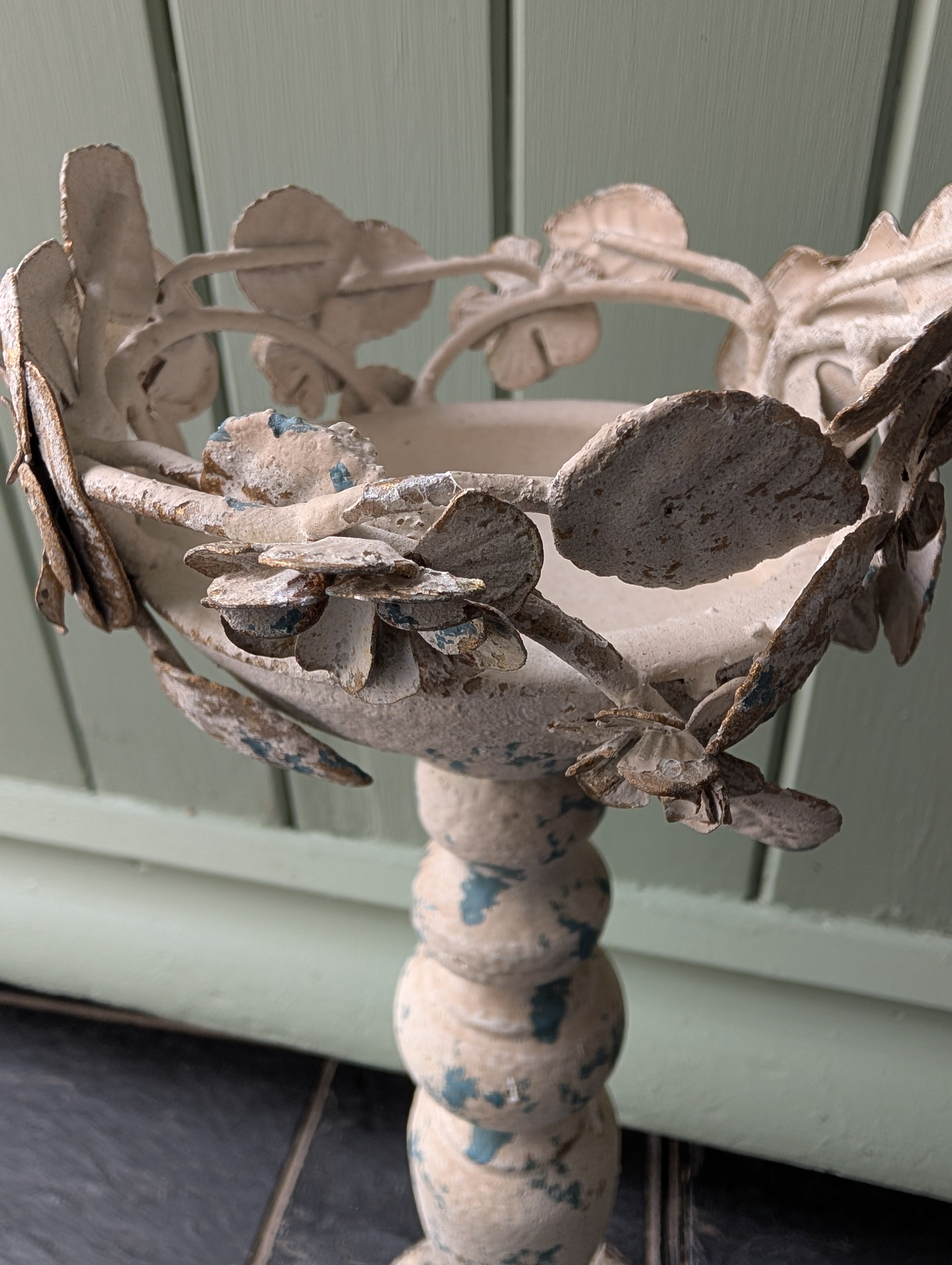 Vintage Pillar Candle Holder Metal