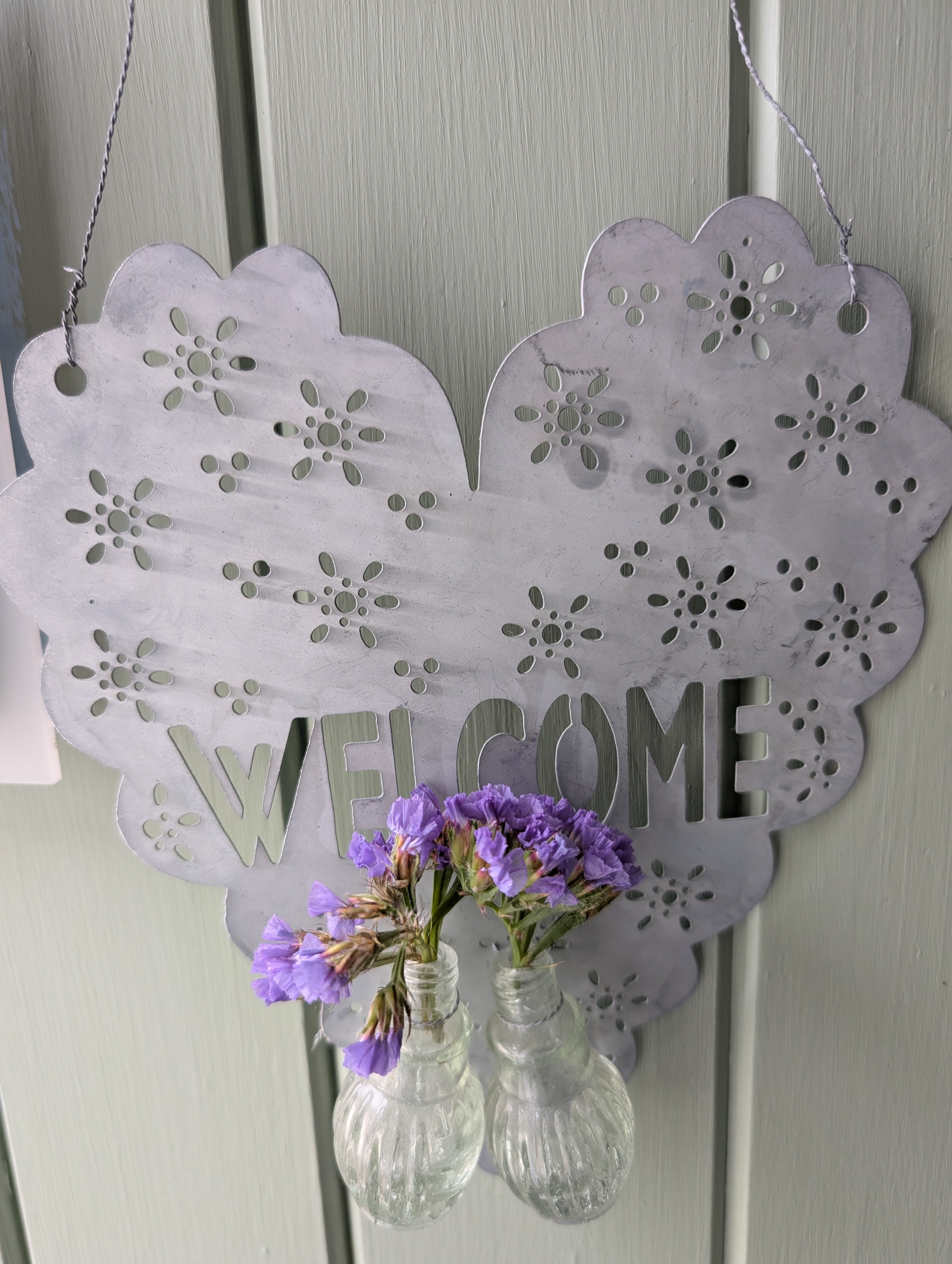 Glass Bottle Hanging Flower Decor Zinc
