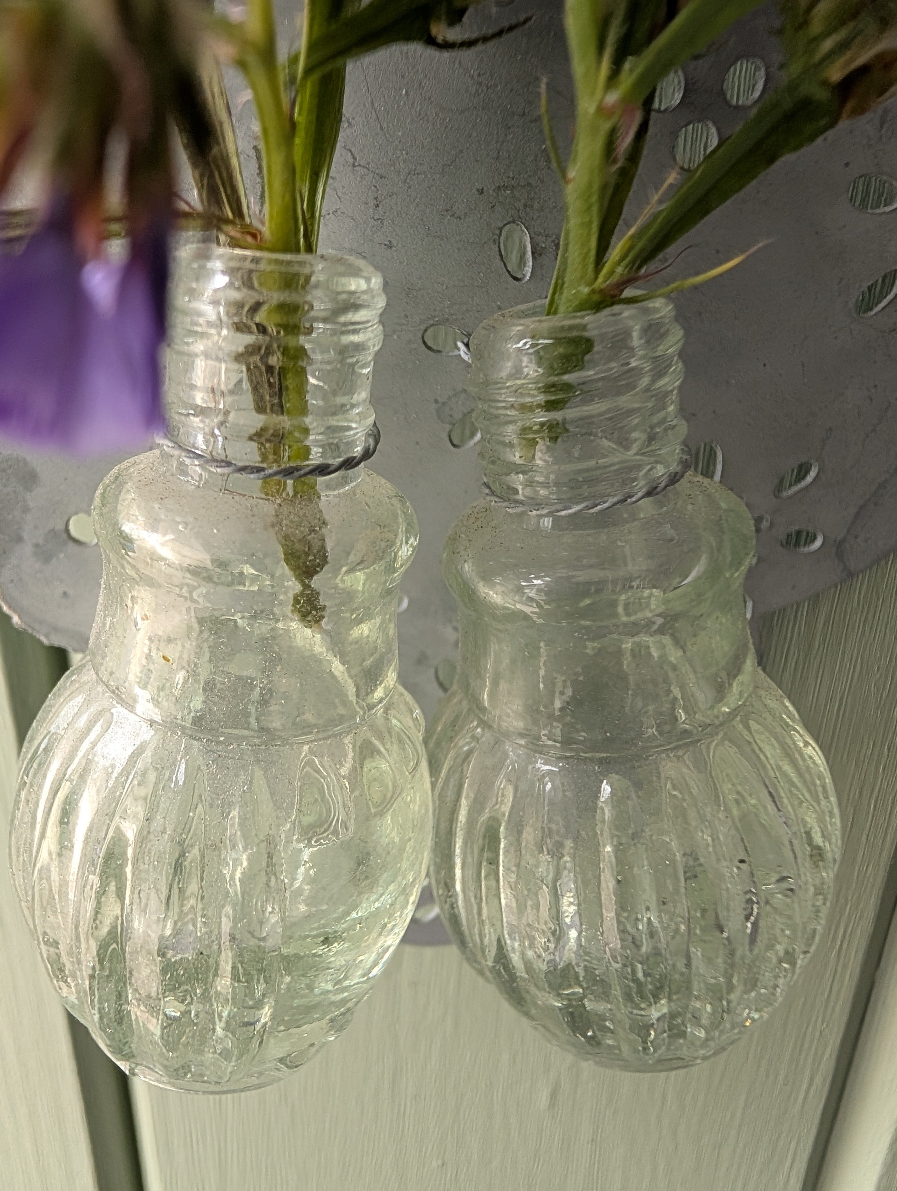 Glass Bottle Hanging Flower Decor Zinc