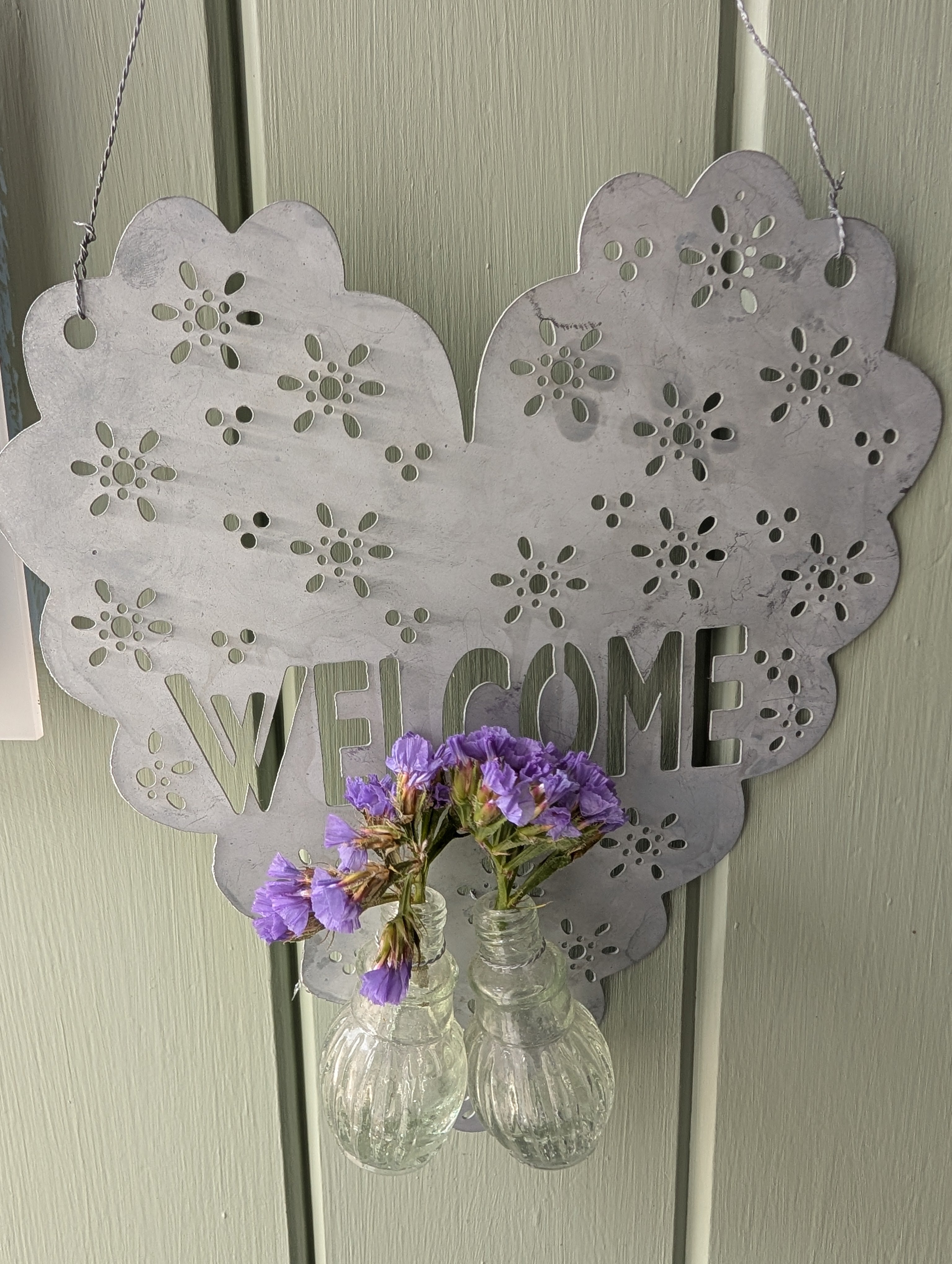 Glass Bottle Hanging Flower Decor Zinc