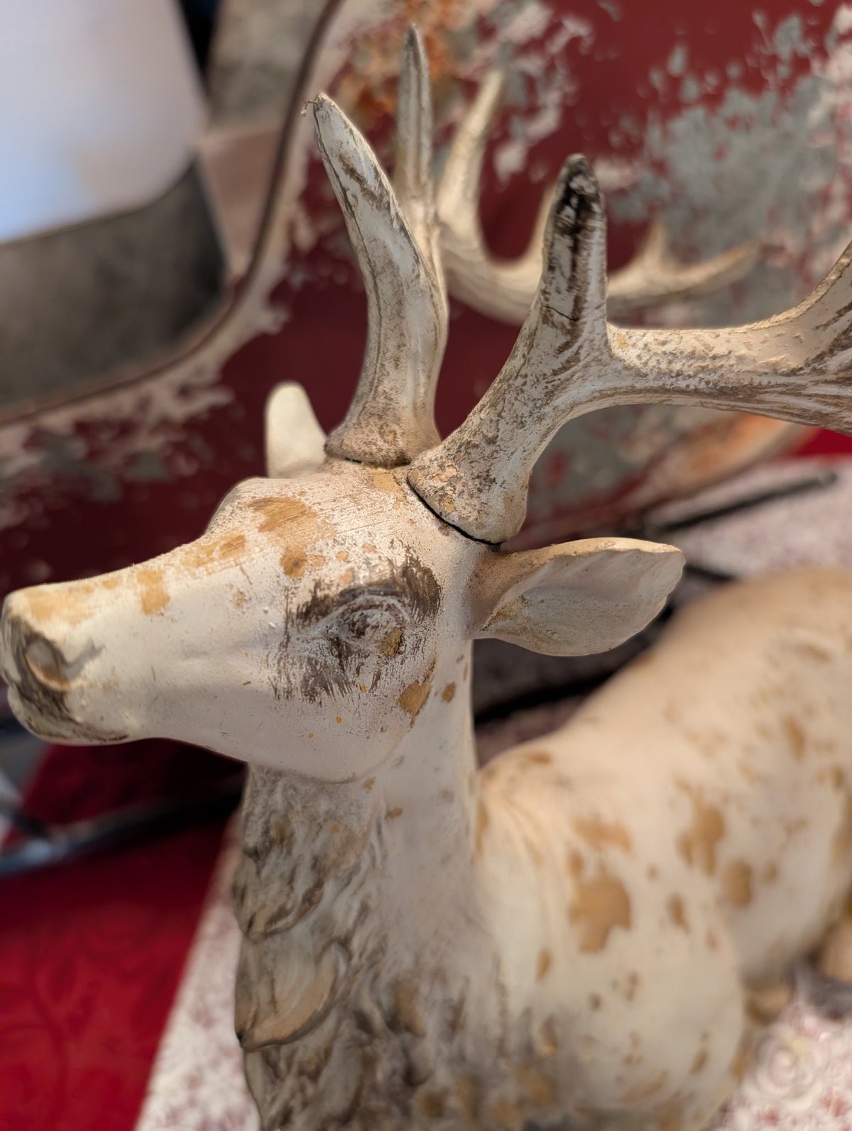 Christmas Vintage Lying Reindeer Figurine 29 x 15 x 27 cm