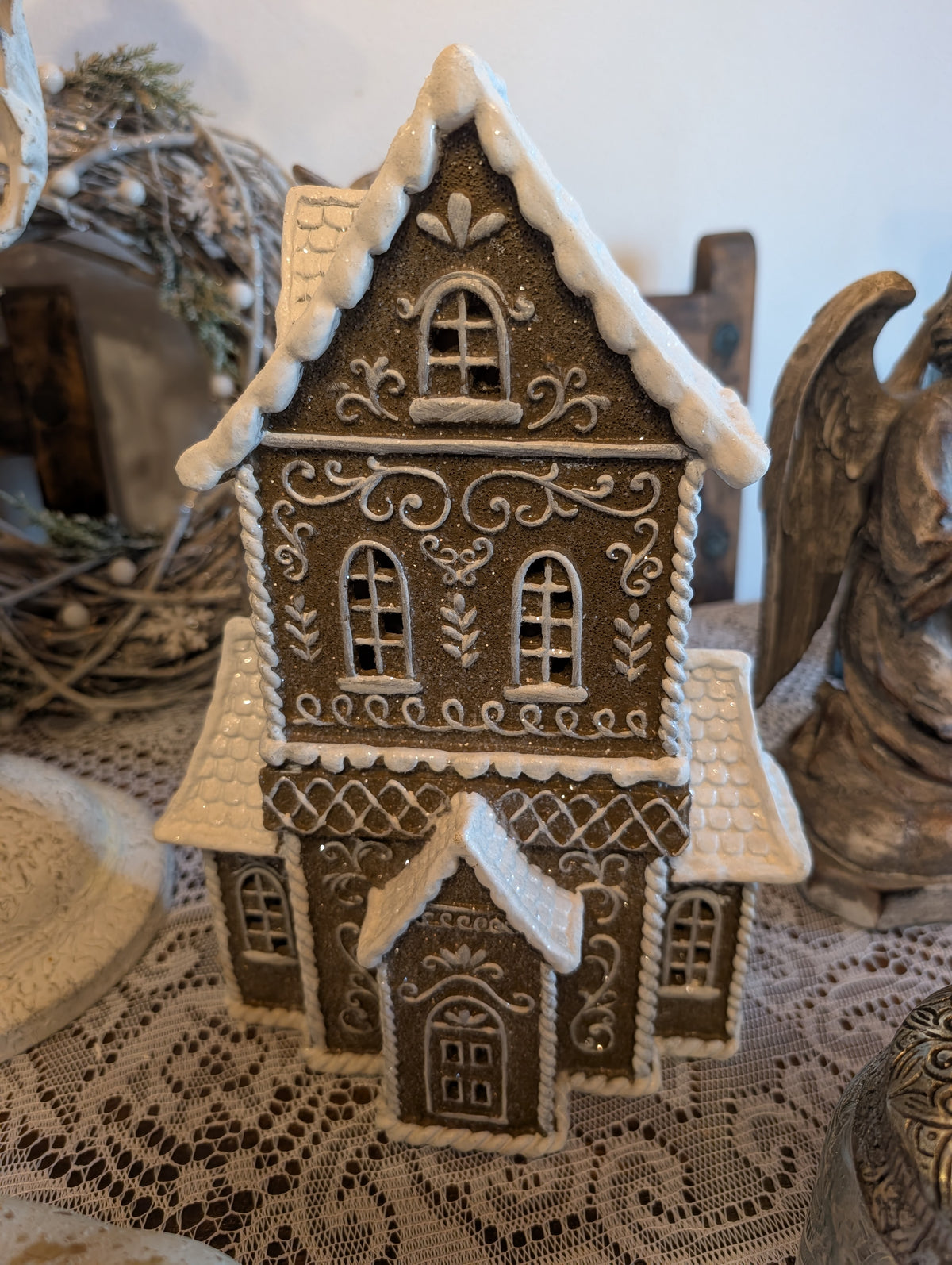 Christmas Light Up Gingerbread House Decoration 23x33cm