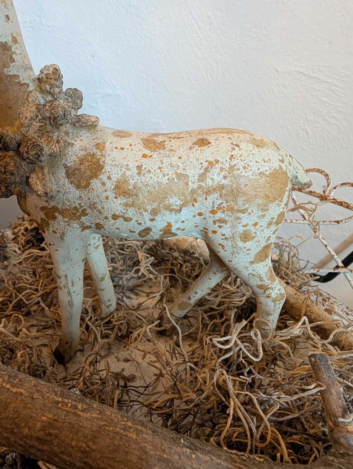 Vintage Reindeer Figurine Set of 2 - Shabby Chic Christmas Deer Ornaments