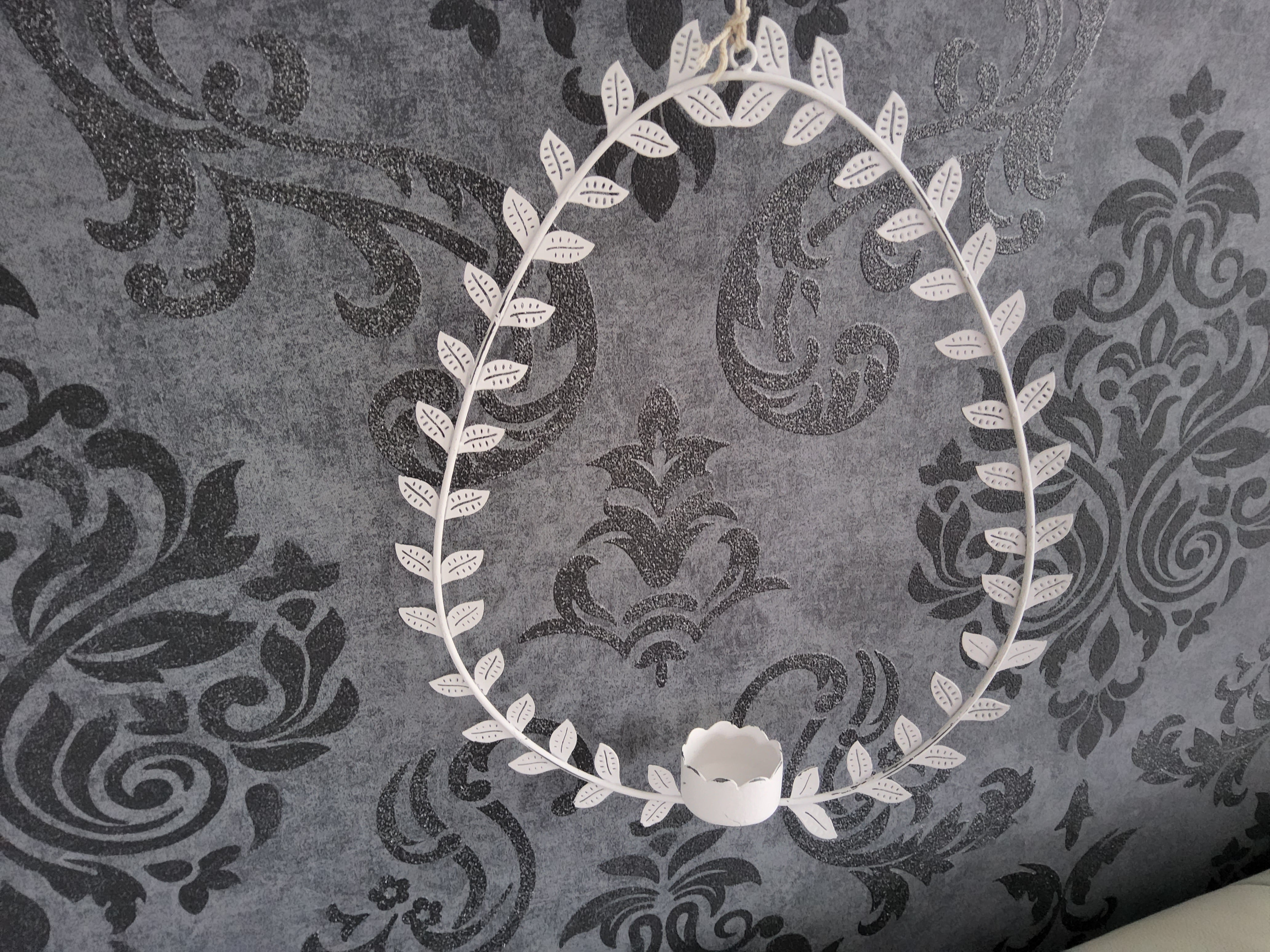 Set Of 3 White Metal Filigree Candle Holder