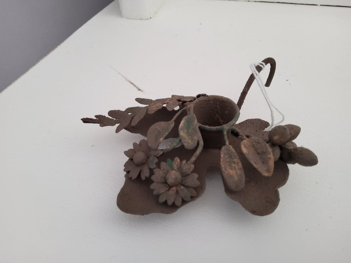 Vintage Shabby Chic Metal Floral Taper Candle Holder with Handle - Clayre & Ref