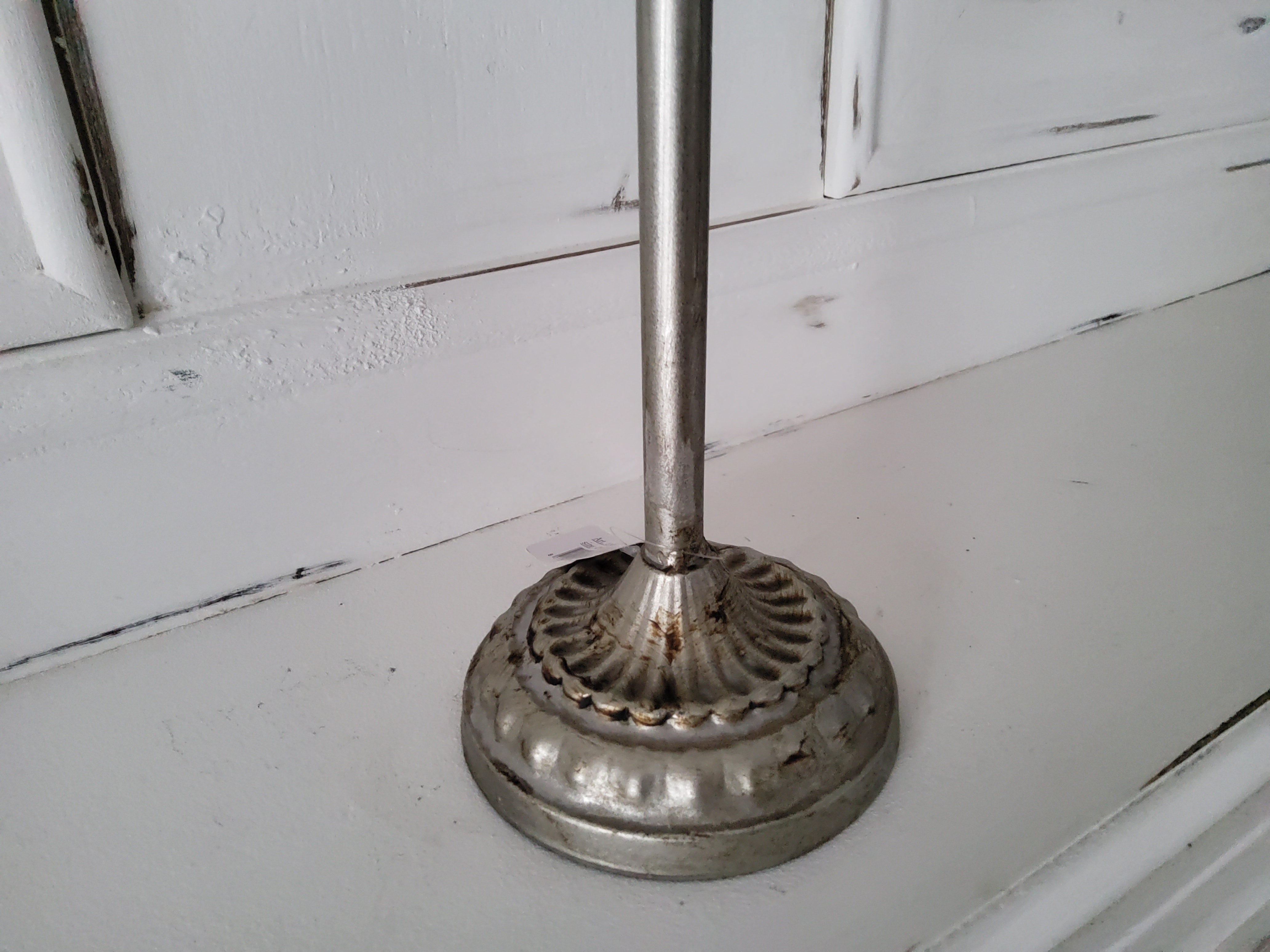 Silver Vintage Shabby Chic Taper Candlestick Holder / Ornate Antique Style Tall Pillar Candle Stick for Table Decor