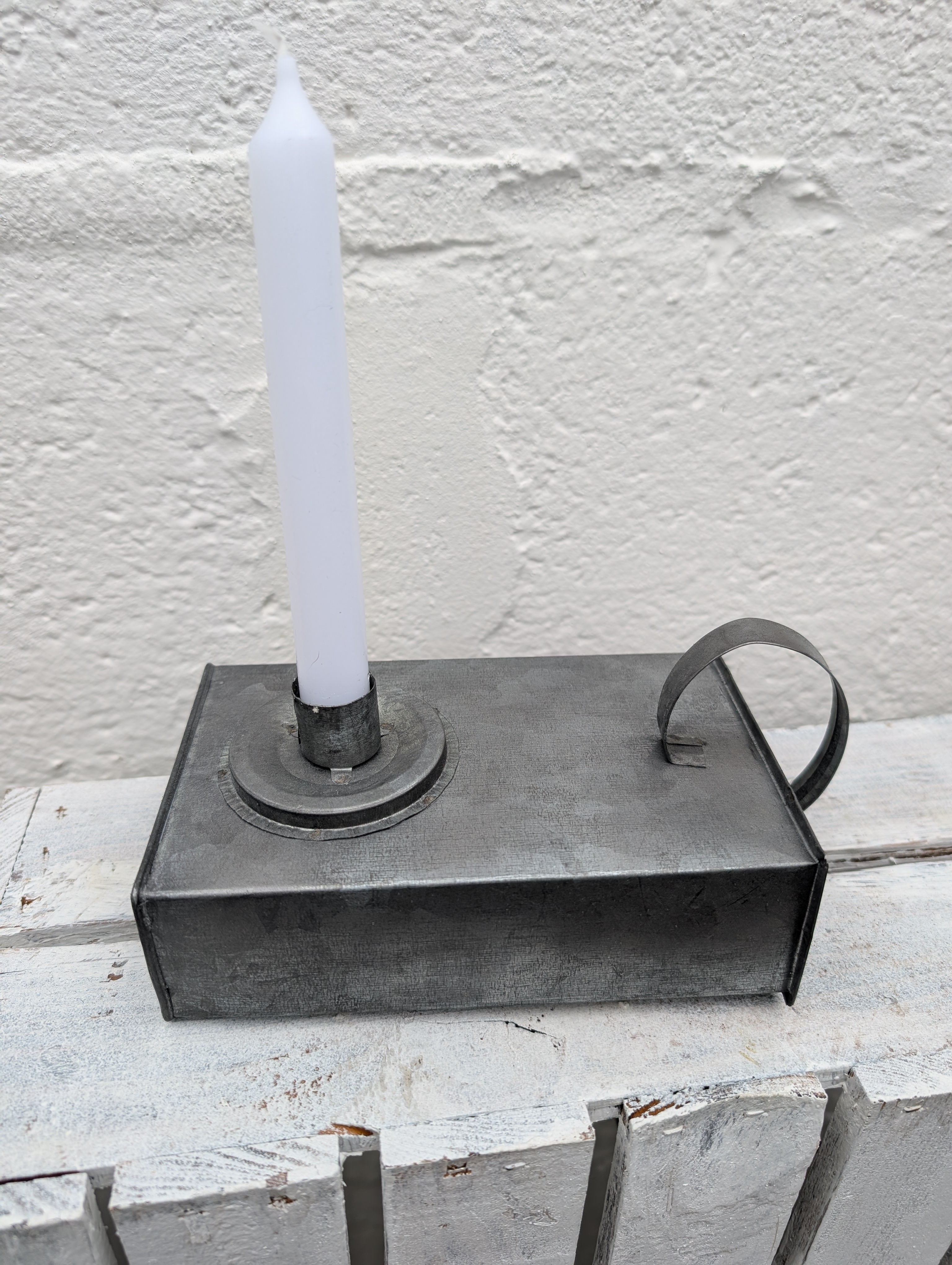 Candle Holder With Drawer Zinc