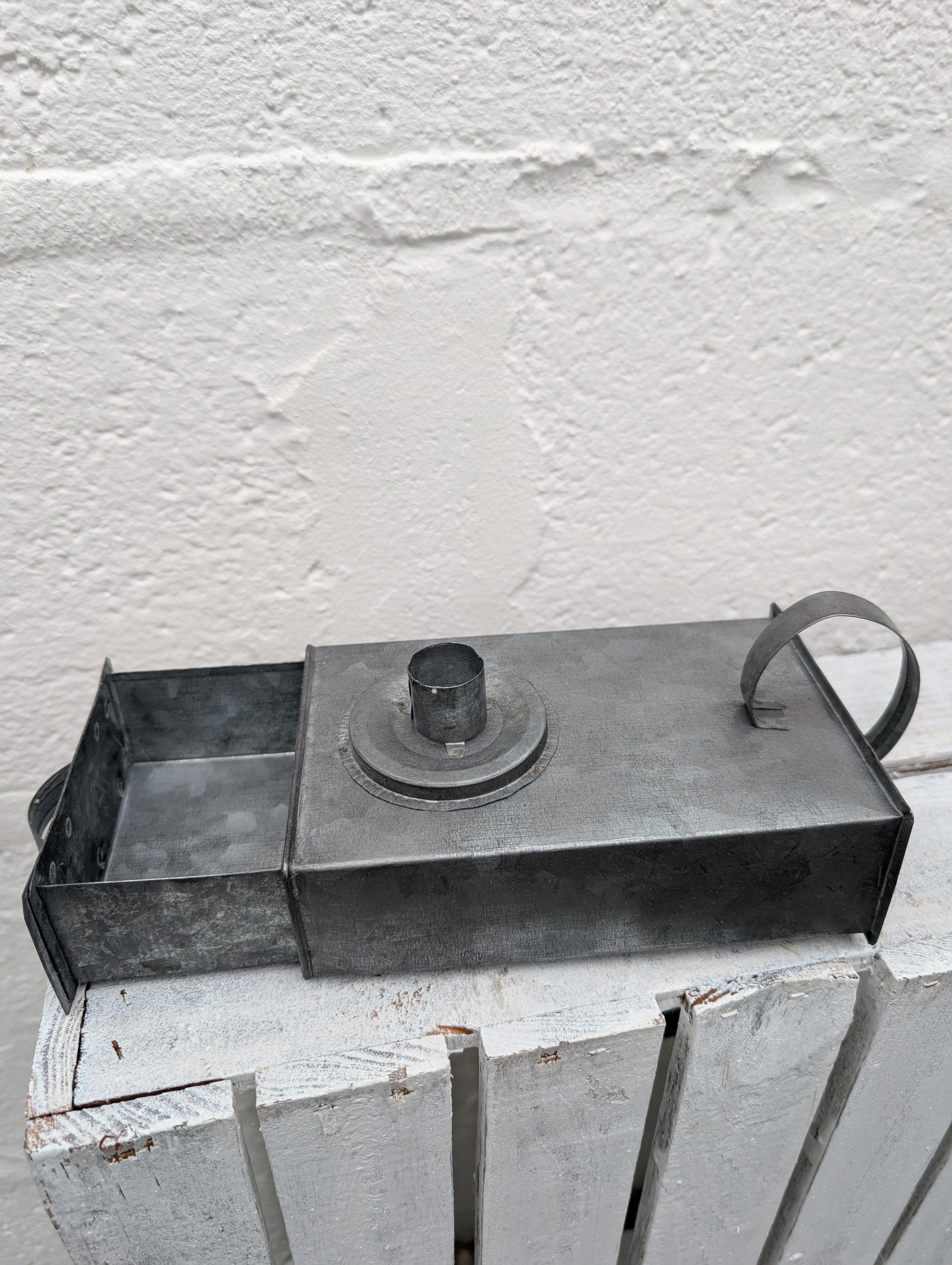Candle Holder With Drawer Zinc