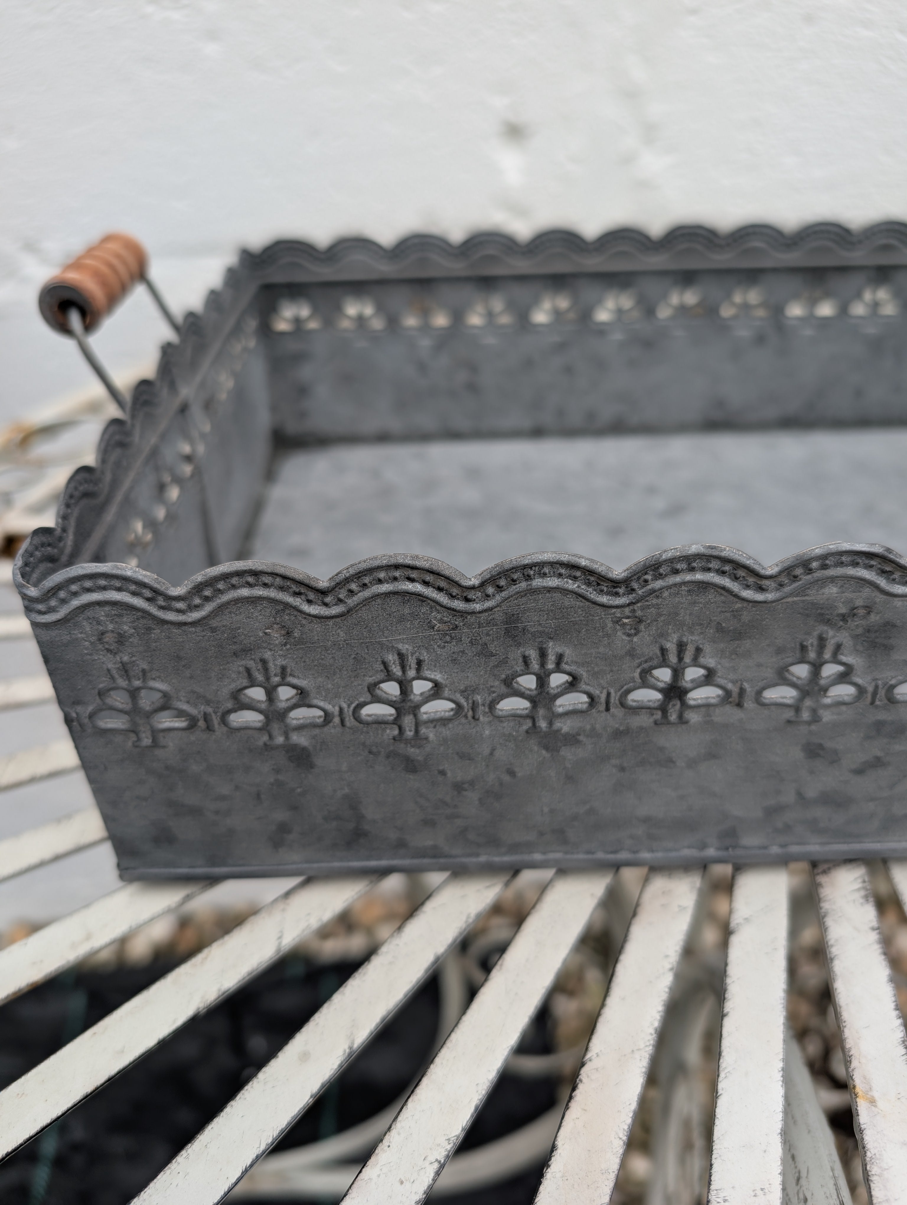 Vintage Galvanized Zinc Tray Grey