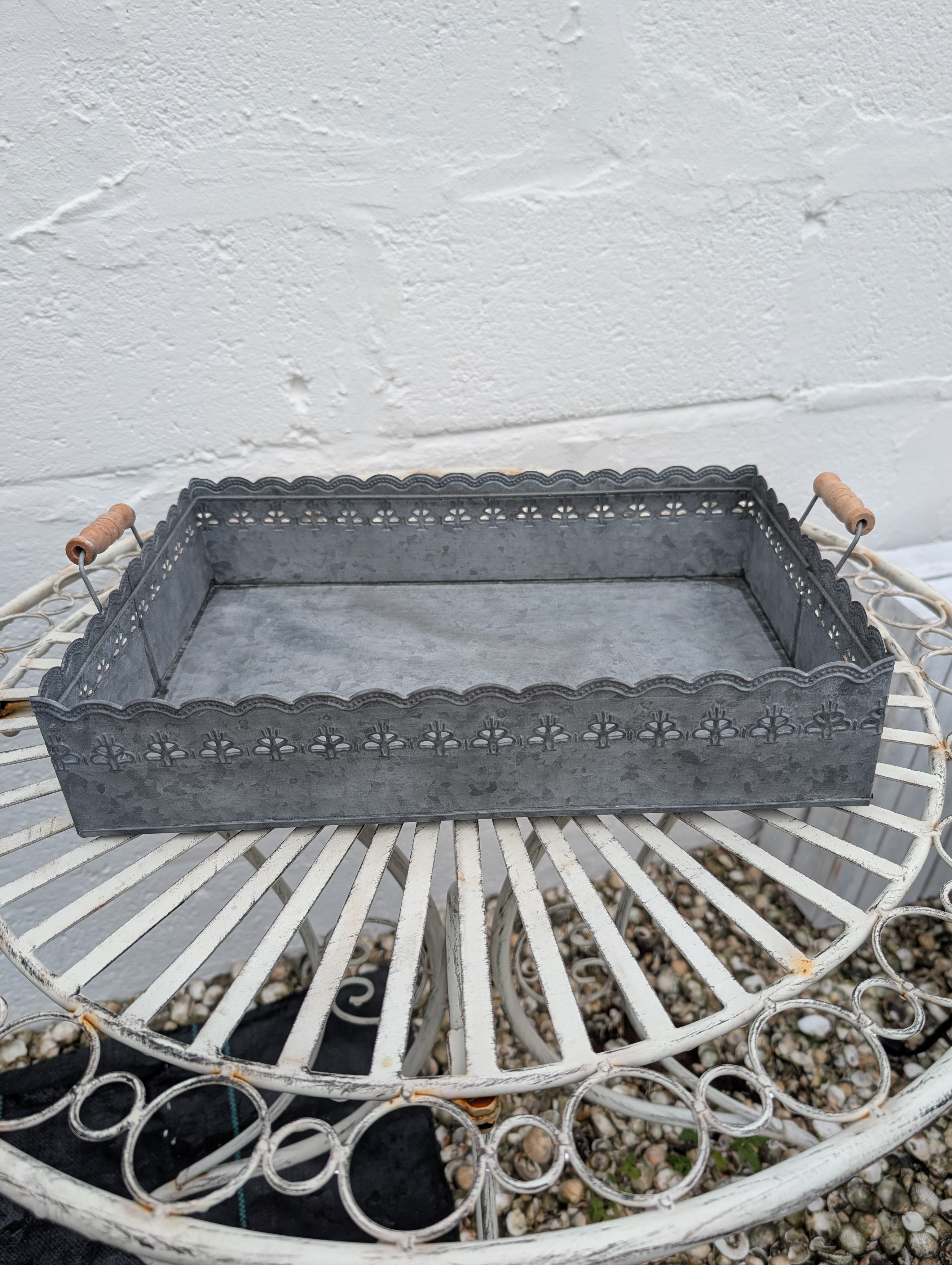 Vintage Galvanized Zinc Tray Grey