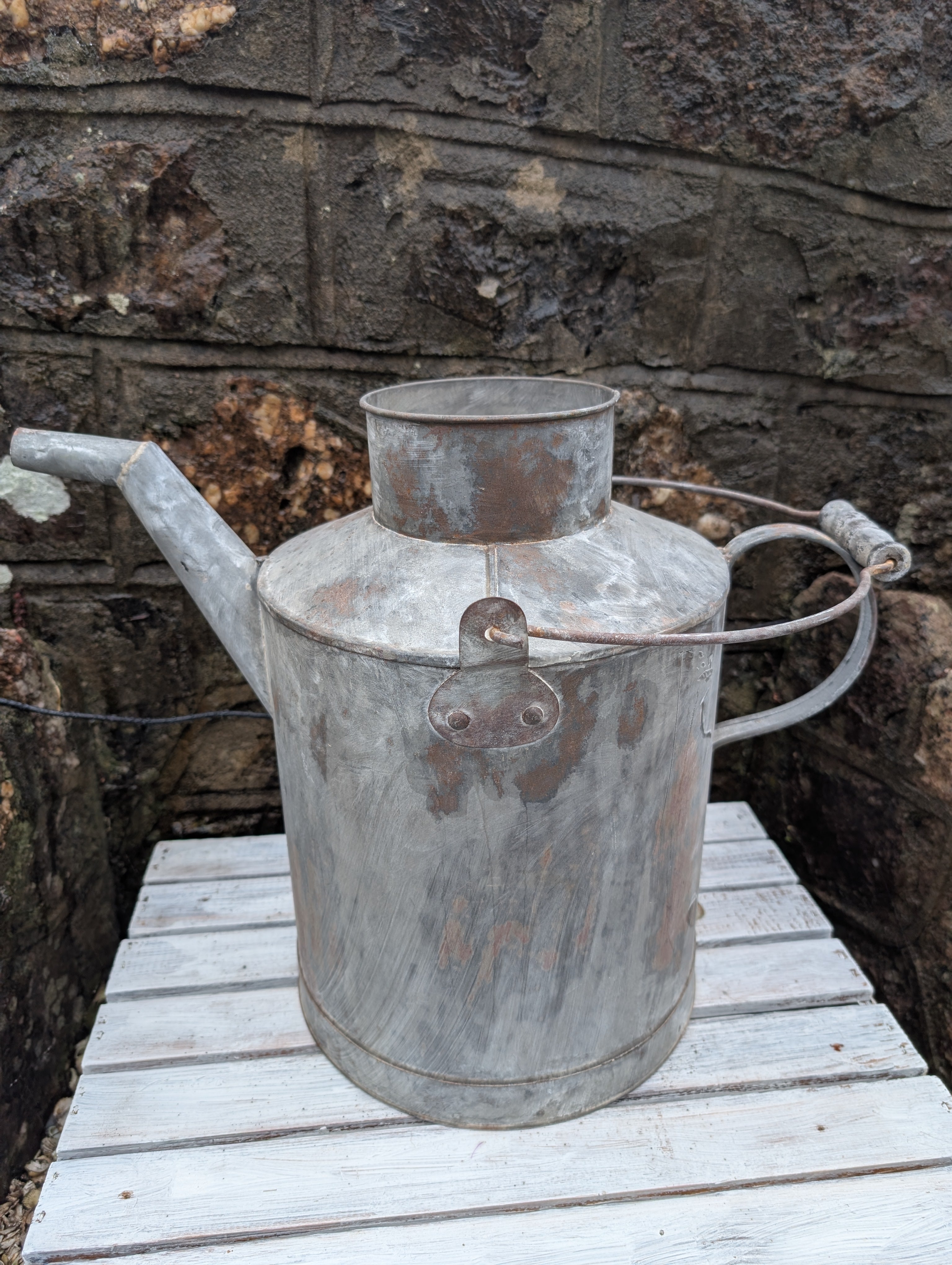 Large Oil Can Metal Grey