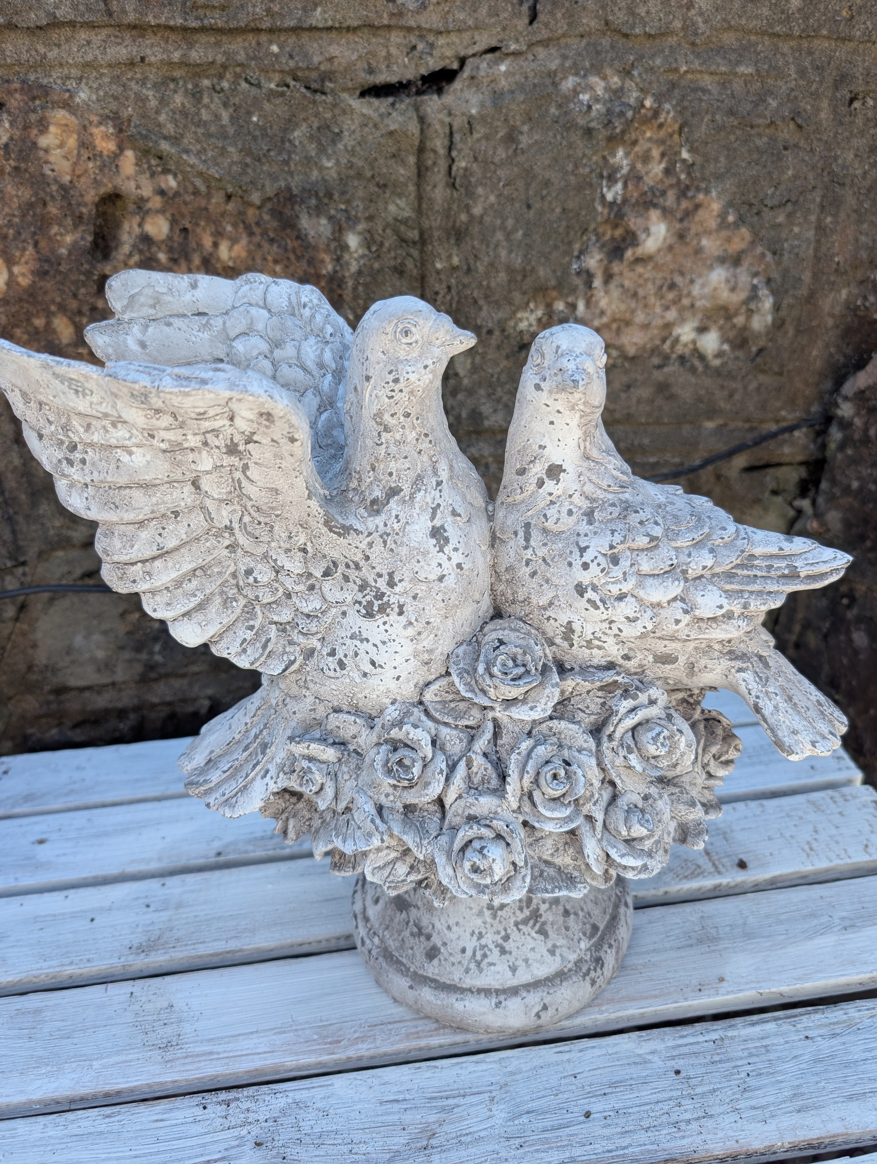 Romantic Shabby Chic Faux Stone Dove Ornament