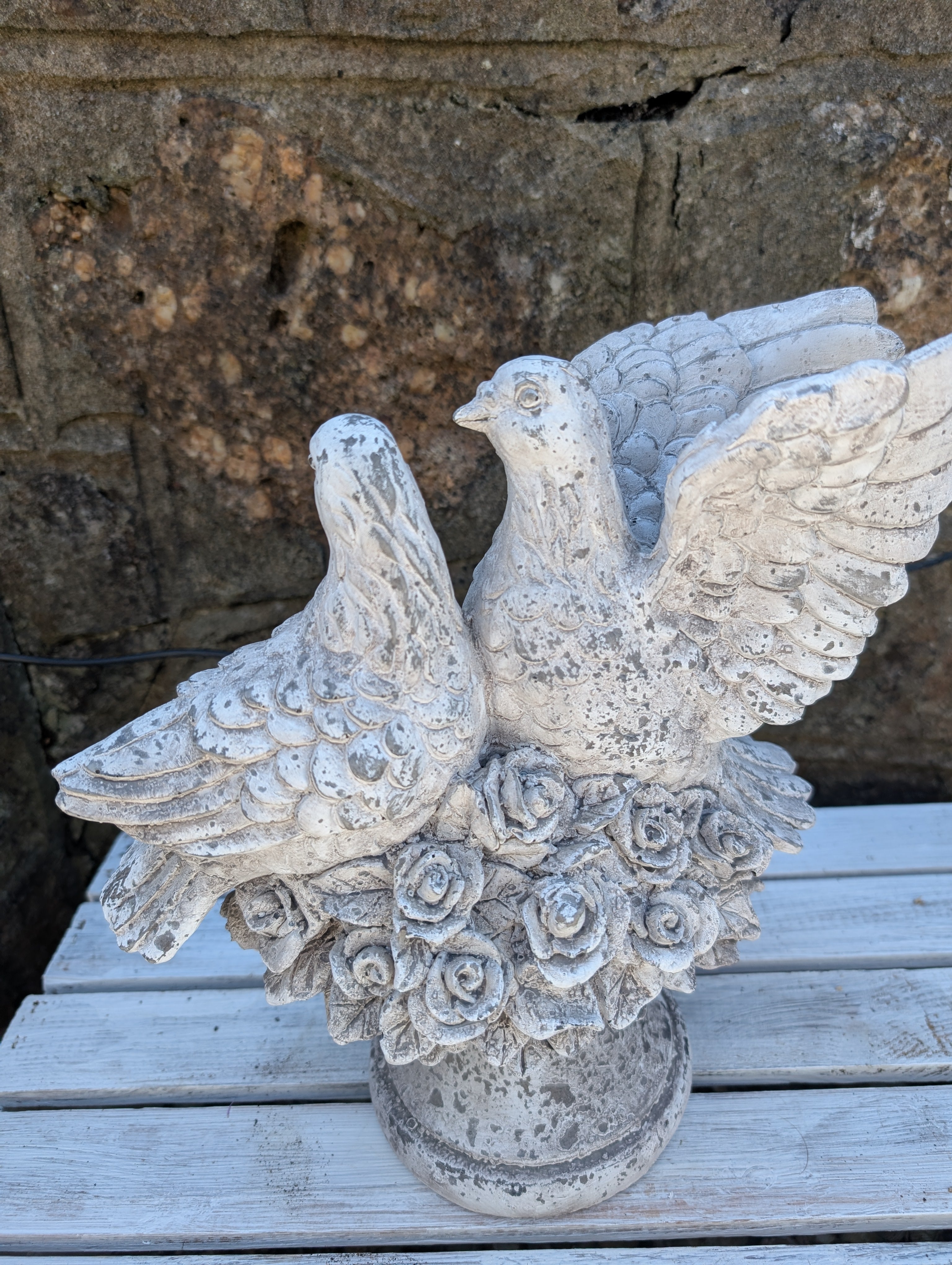 Romantic Shabby Chic Faux Stone Dove Ornament