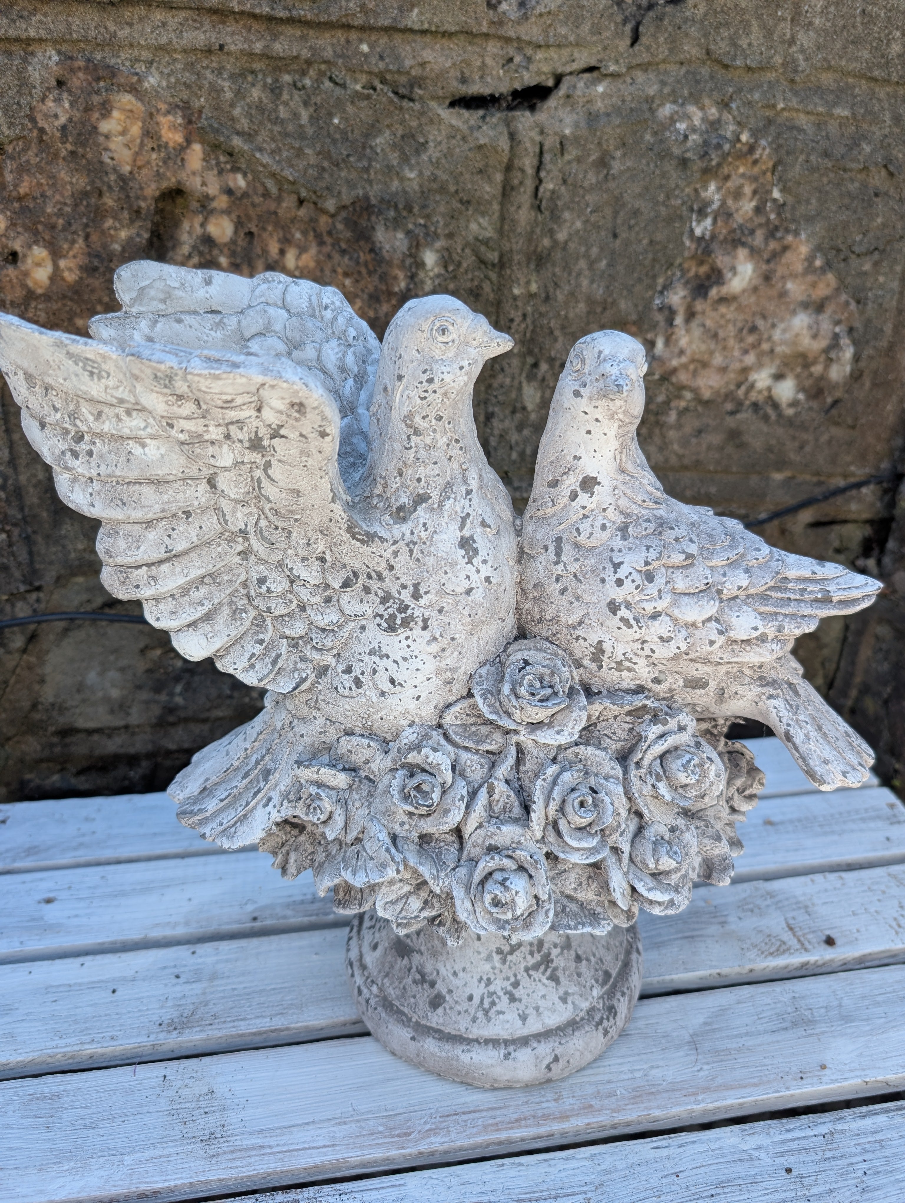 Romantic Shabby Chic Faux Stone Dove Ornament