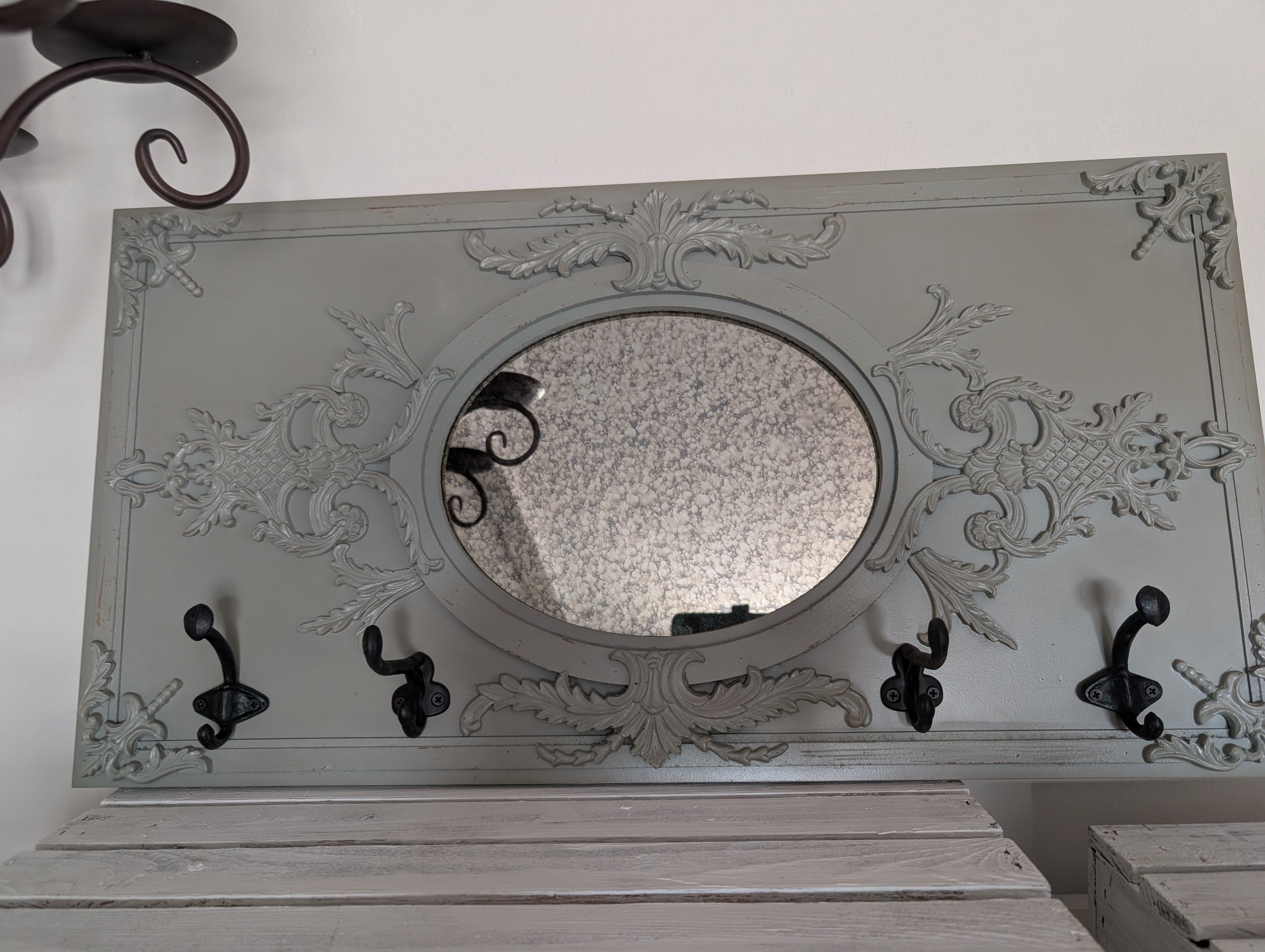 Shabby Chic Hallway Coat Rack With Mirror