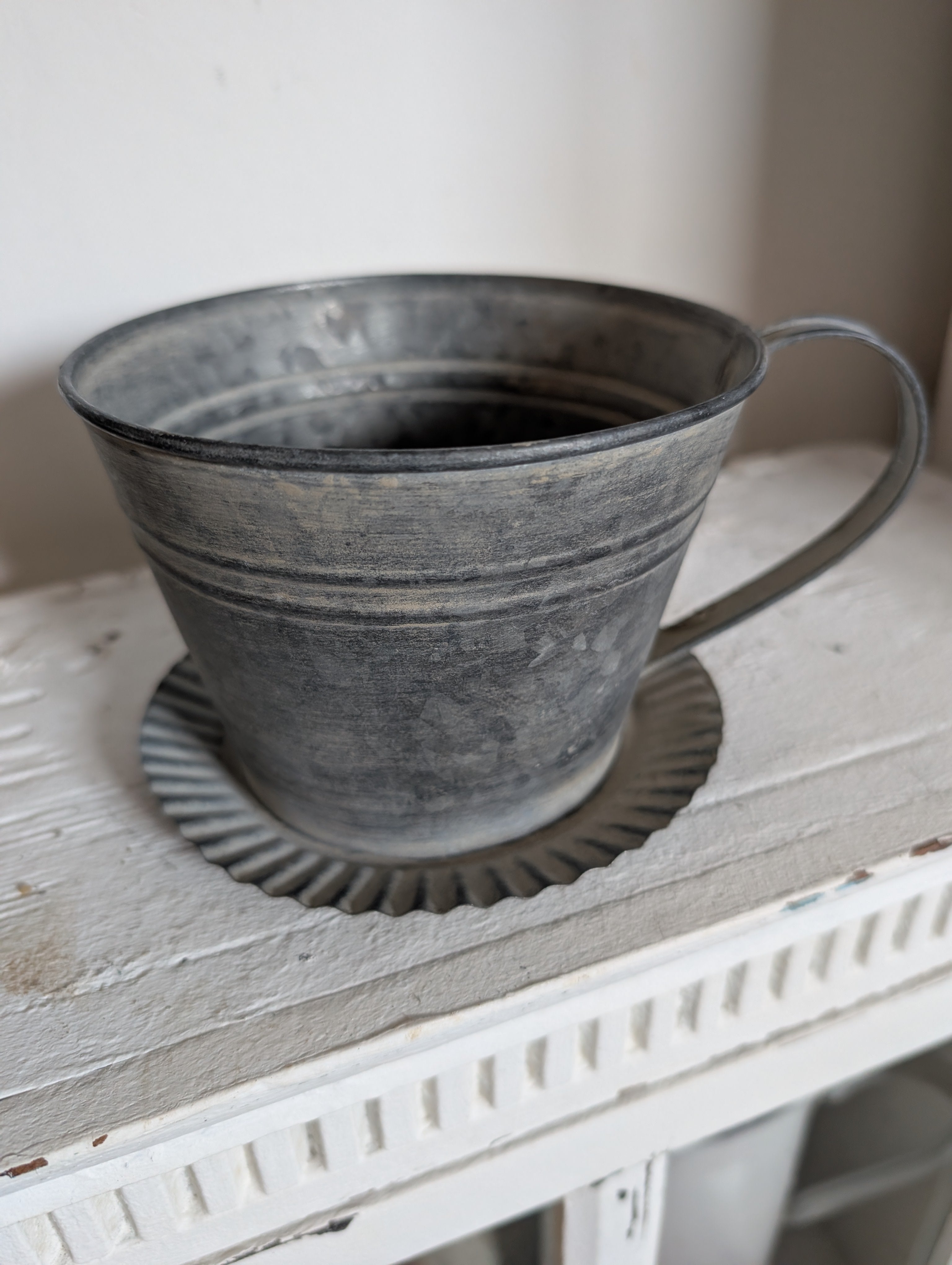 Zinc  Teacup Planter