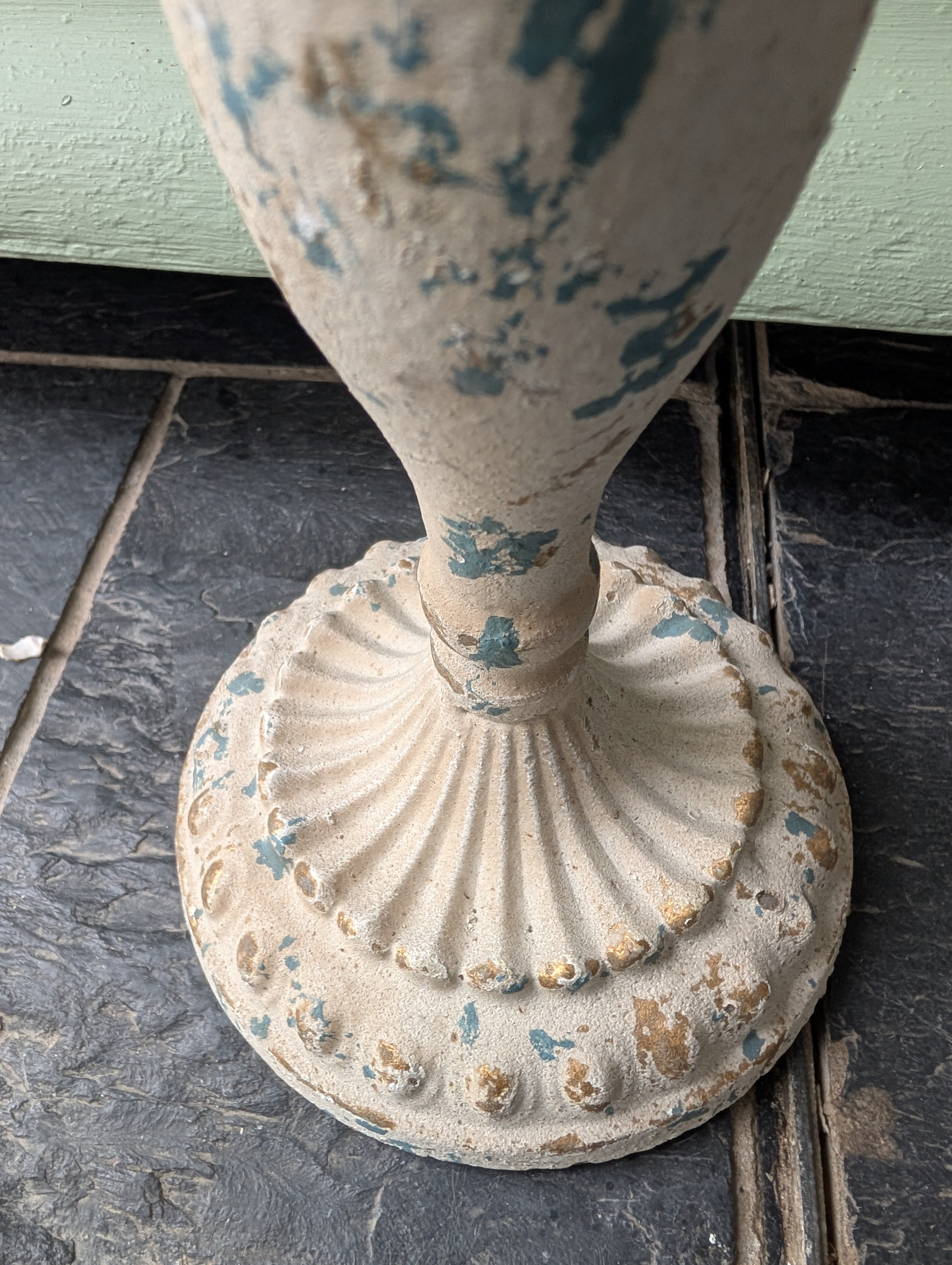 Vintage Pillar Candle Holder Metal