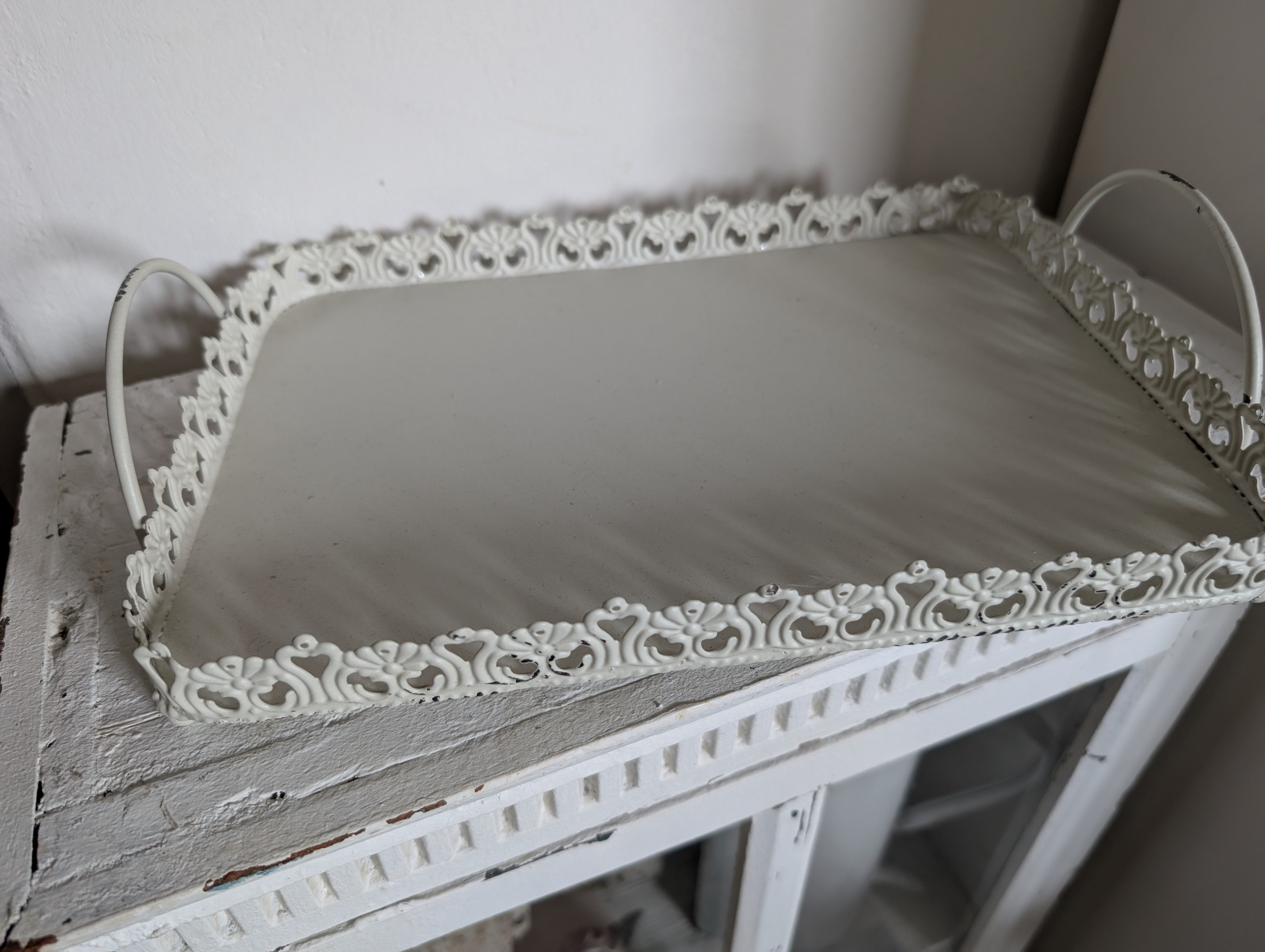 Shabby Chic Filigree Metal Tray