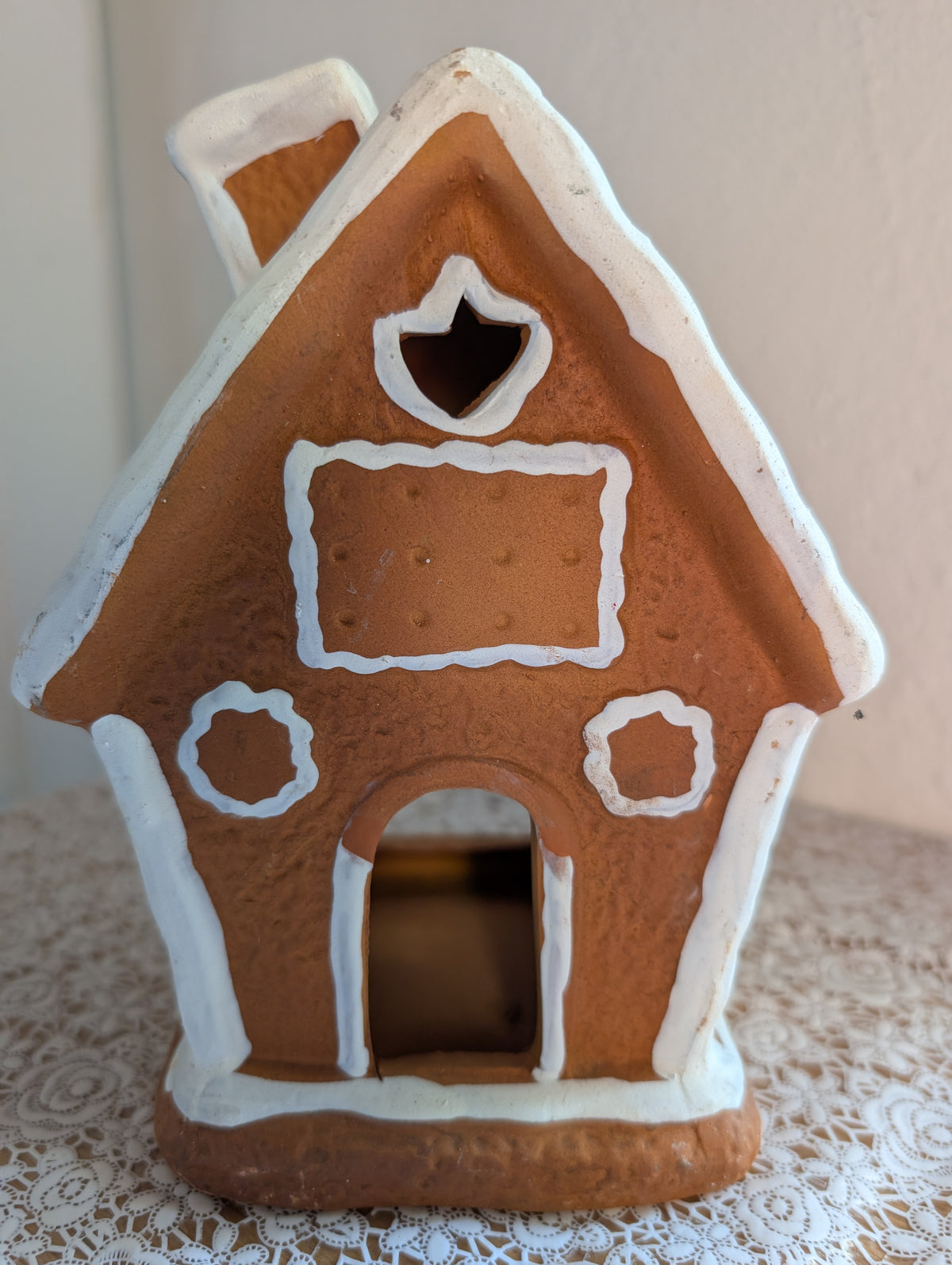 Shabby Chic Gingerbread House Ceramic Tealight Holder 18cm