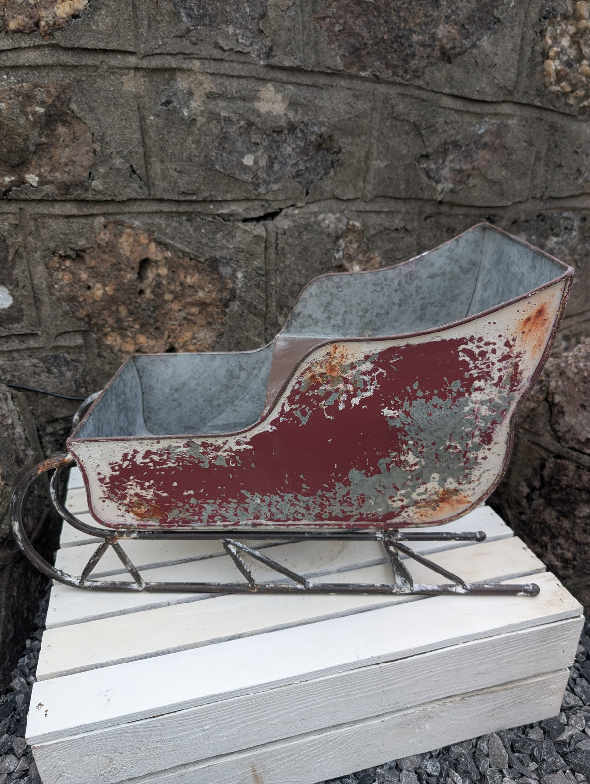 Christmas Vintage Metal Sleigh Planter Decor 51 x 23 x 30 cm