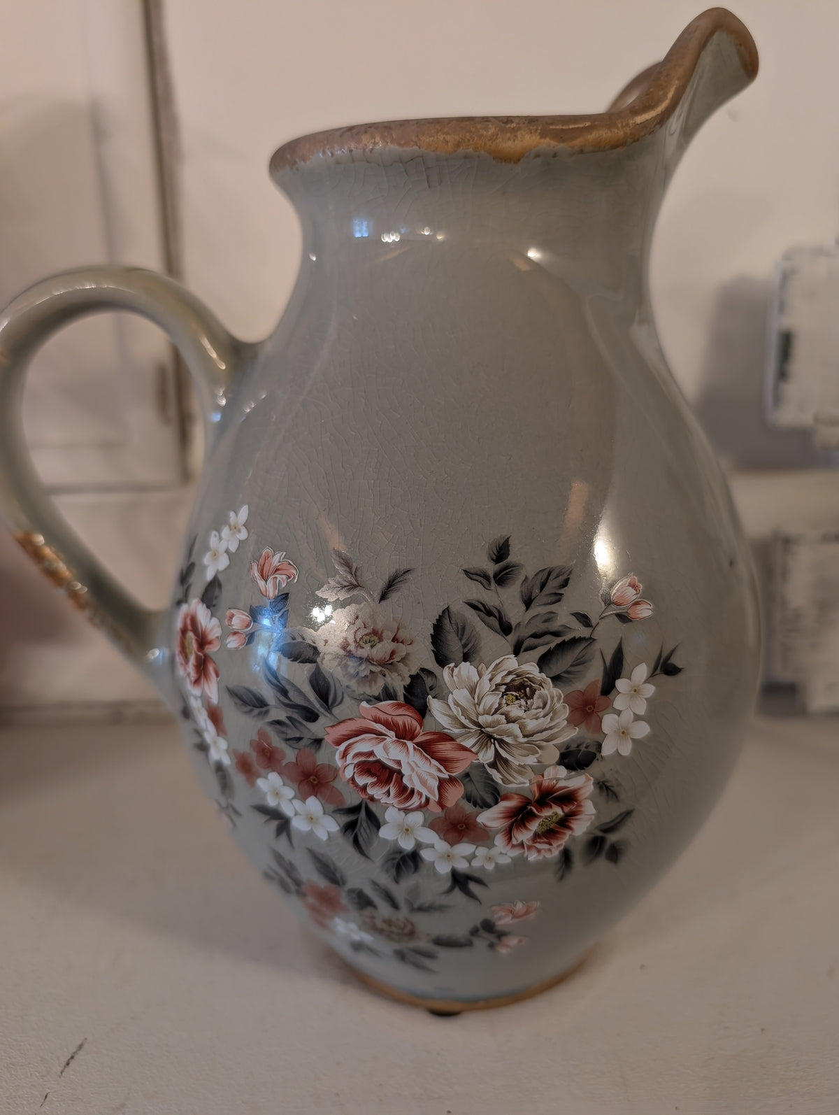 Vintage Ceramic Floral Jug Vase