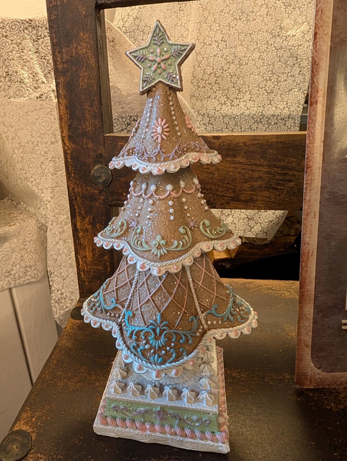 Pastel Gingerbread Christmas Tree Decor 12 x 12 x 25 cm