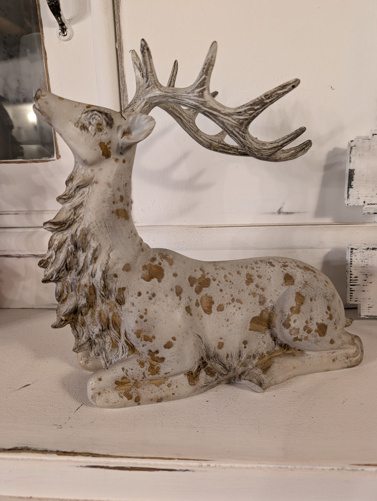 Christmas Vintage Lying Reindeer Figurine 29 x 15 x 27 cm