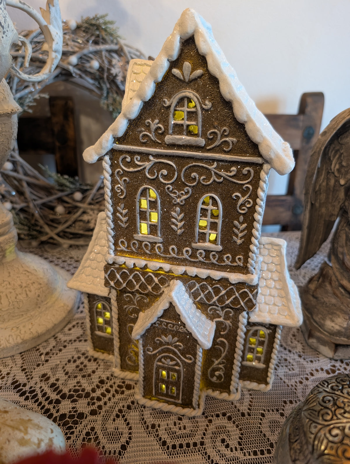 Christmas Light Up Gingerbread House Decoration 23x33cm