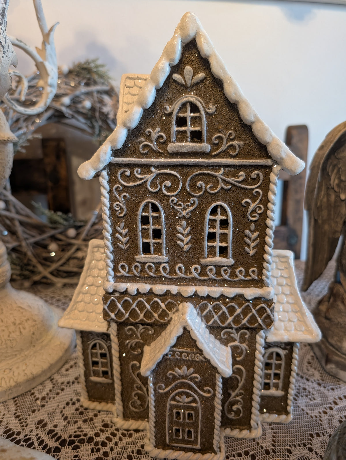 Christmas Light Up Gingerbread House Decoration 23x33cm