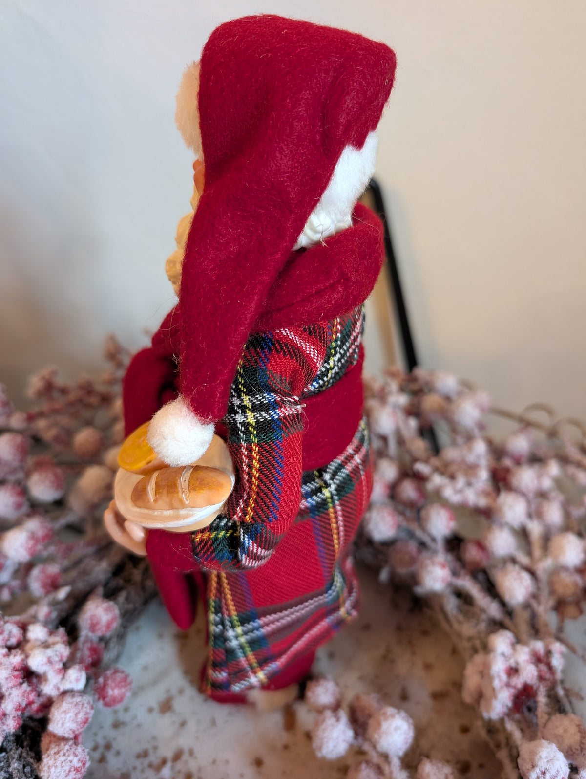 Vintage Santa Claus Figurine with Teddy Bear  – Traditional Christmas Decor