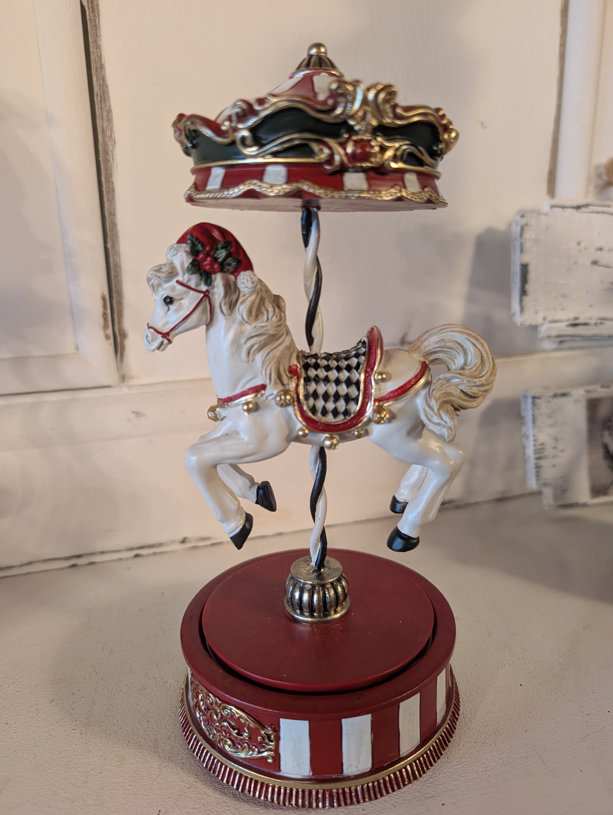 Christmas Decoration Vintage Musical Carousel Horse