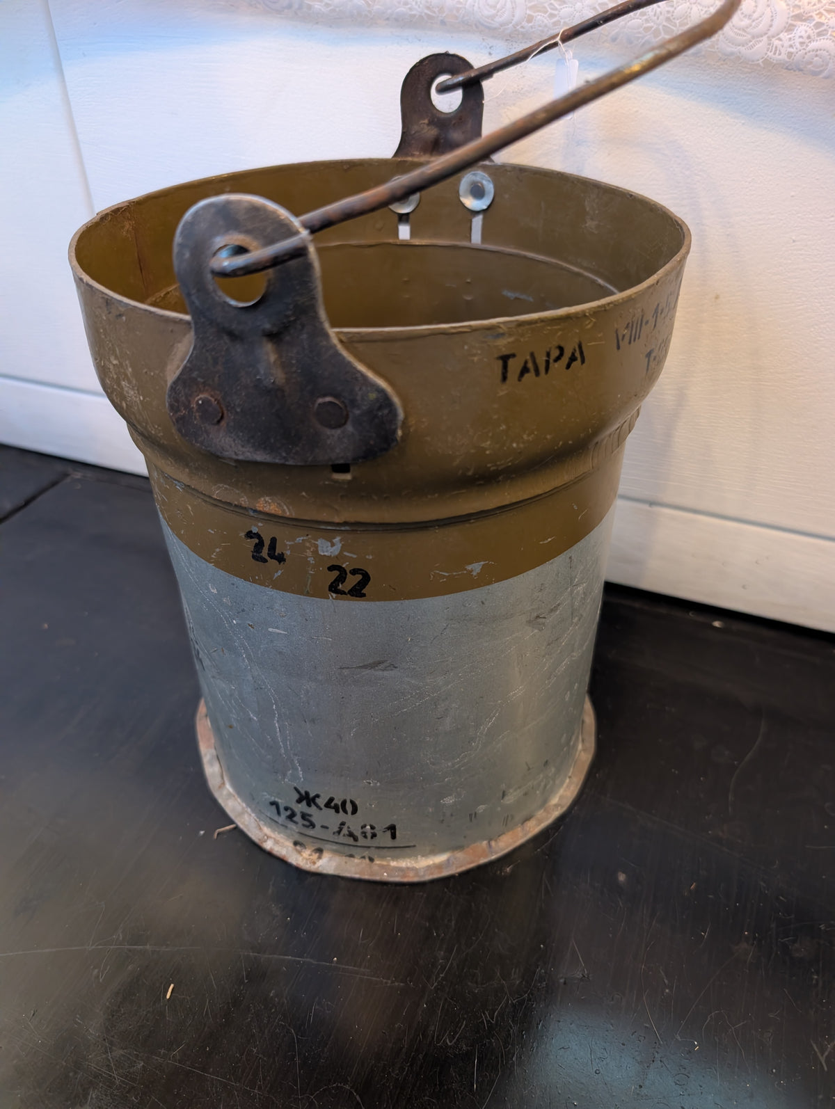 Vintage Soviet Military Surplus Metal Canister Bucket 24x20cm