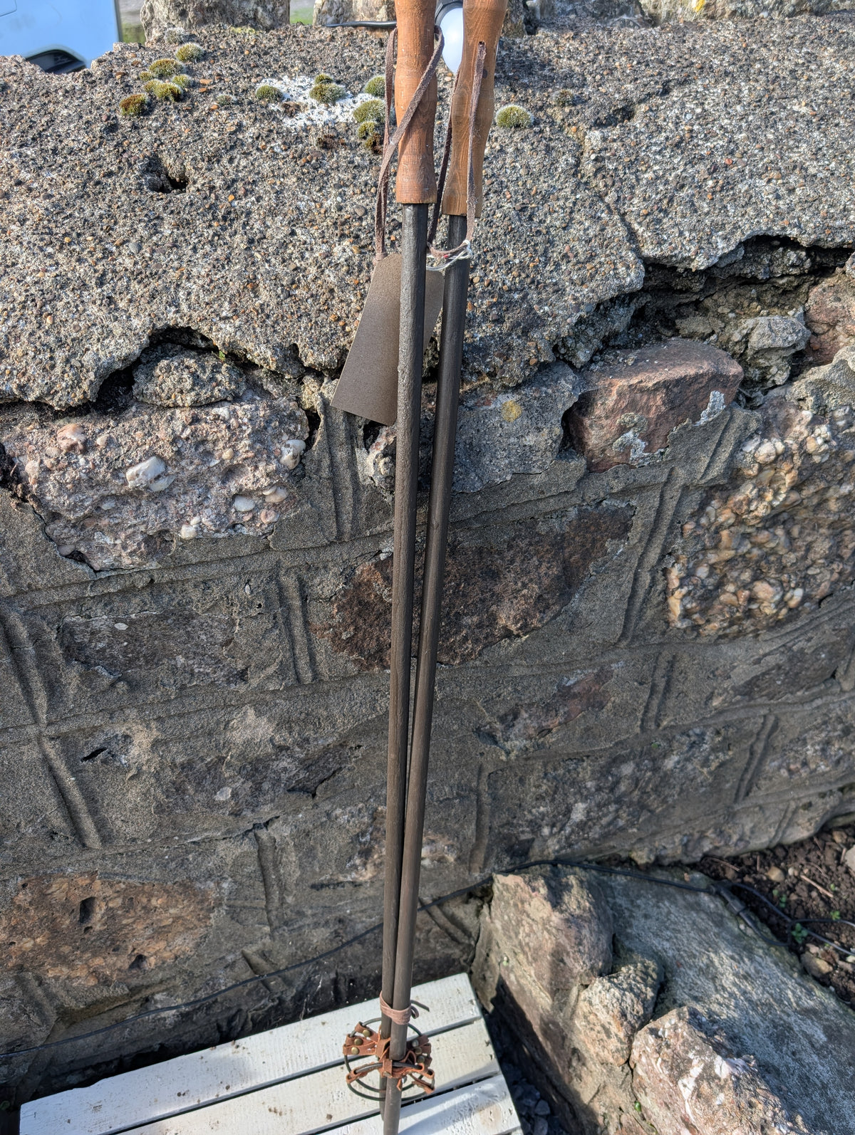 Vintage Style Wooden Christmas Deco Ski Poles - Pair 100cm