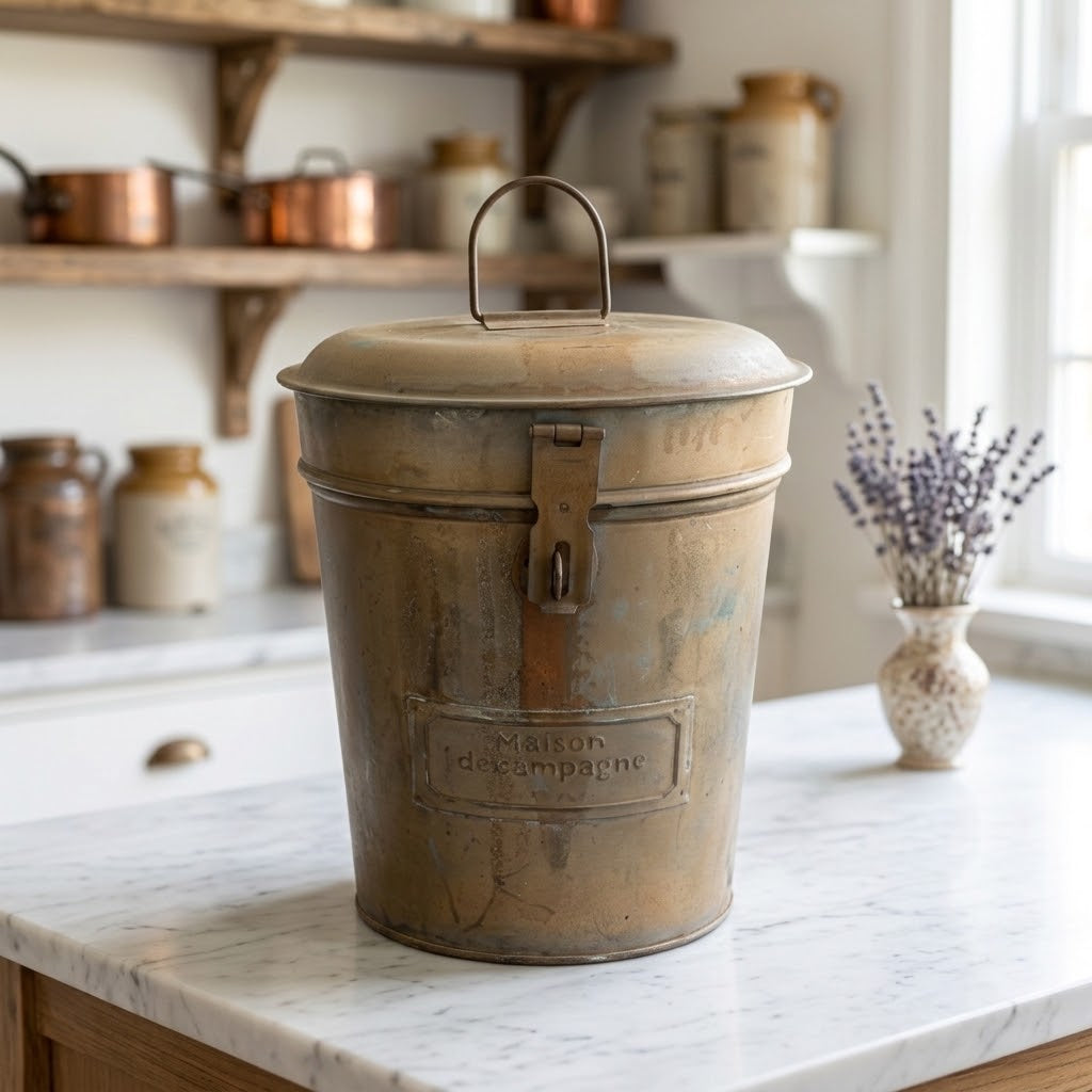 Maison de Campagne Vintage Metal Canister - Shabby Chic Storage Tin