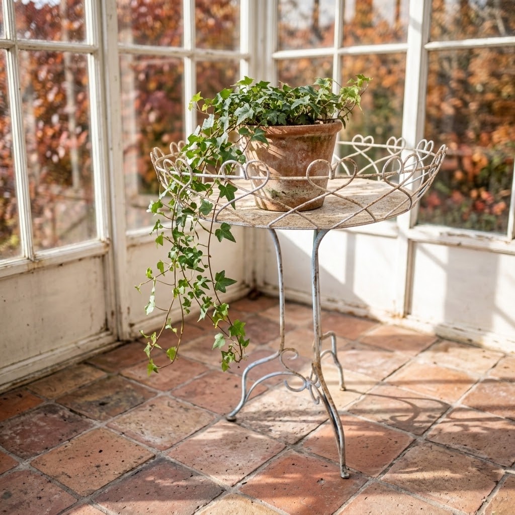 Shabby Chic Style Wire Metal Plant Table