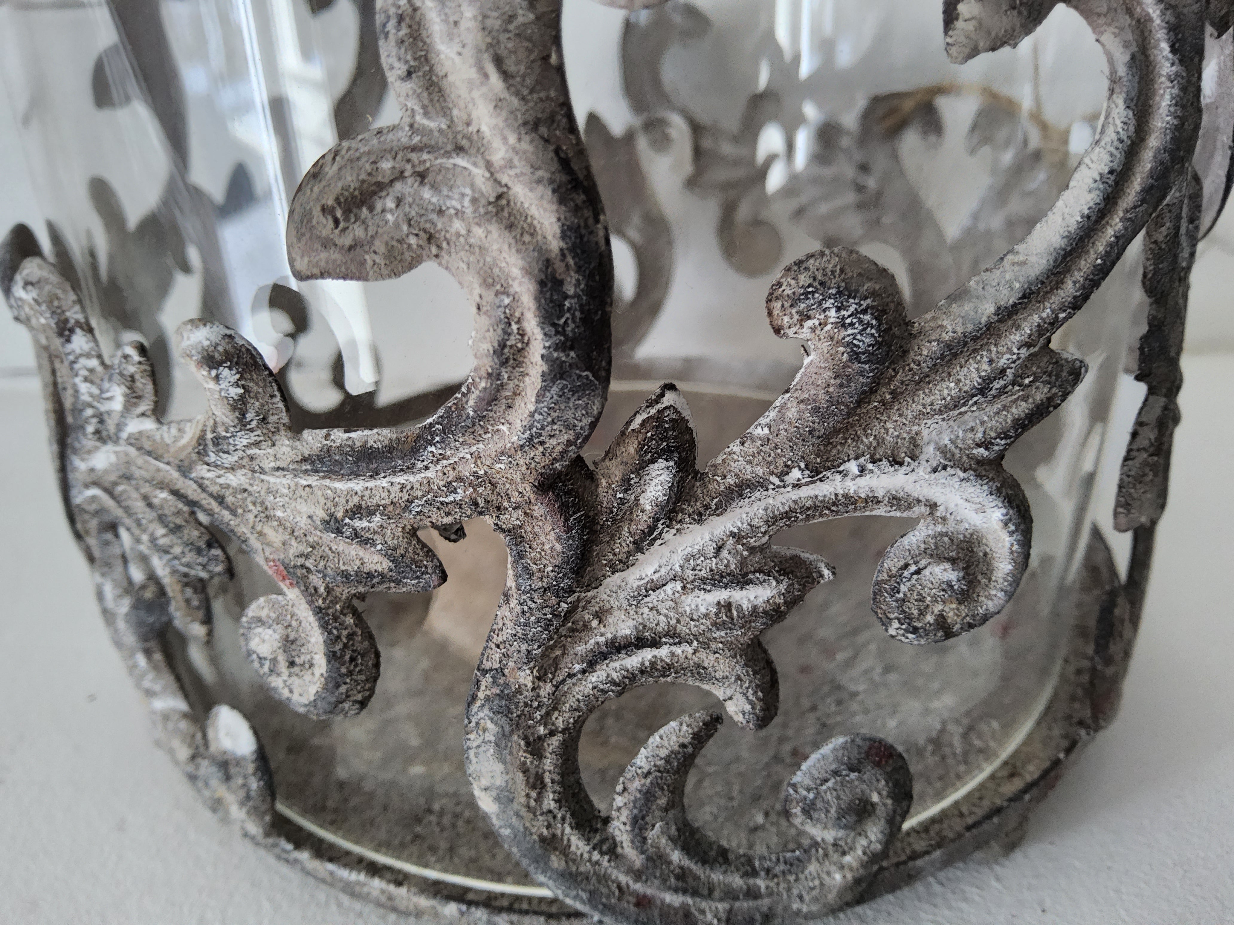 Glass Votive With Ornate Metal Sleeve