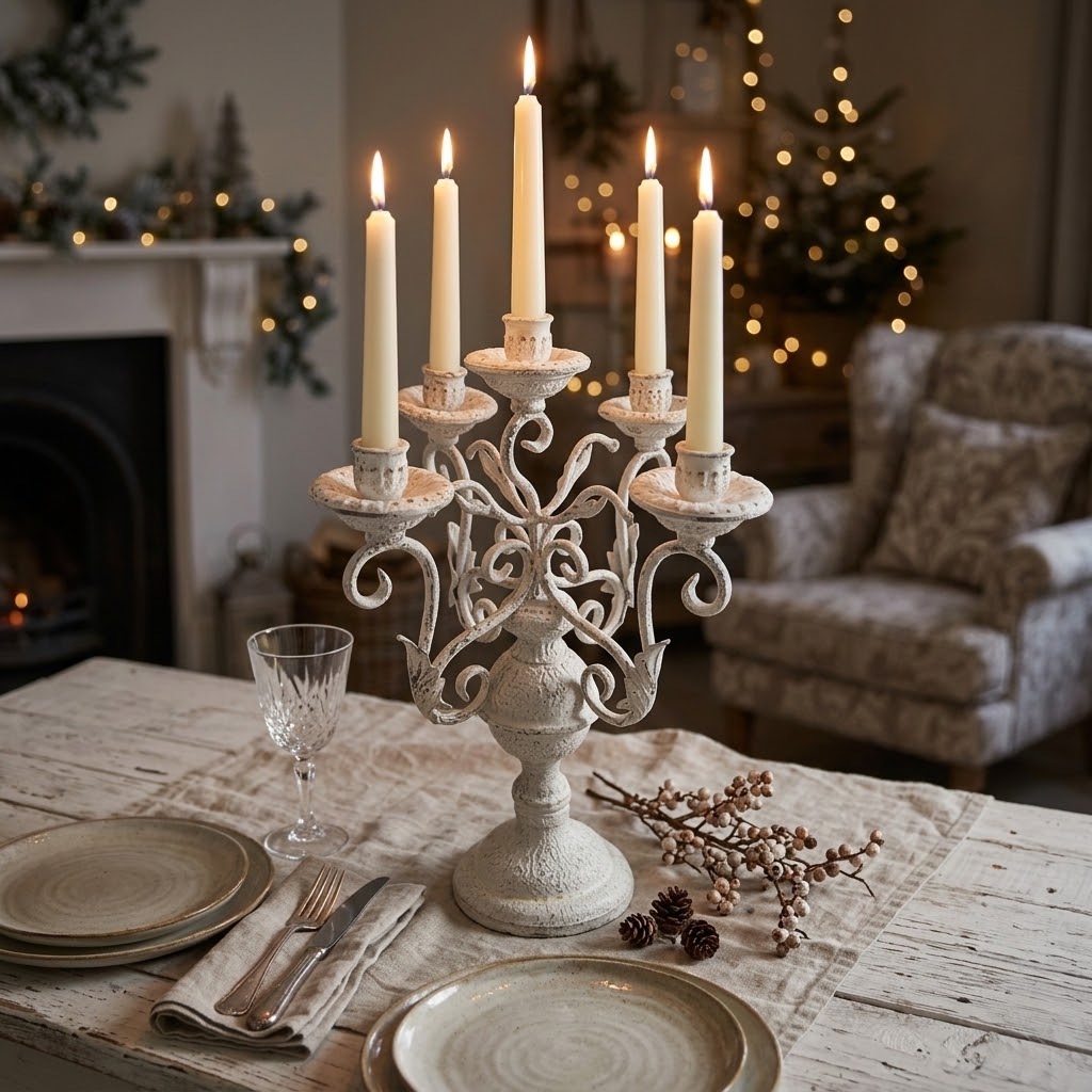 Shabby Chic Vintage 5-Arm Metal Candelabra 29 x 58 cm